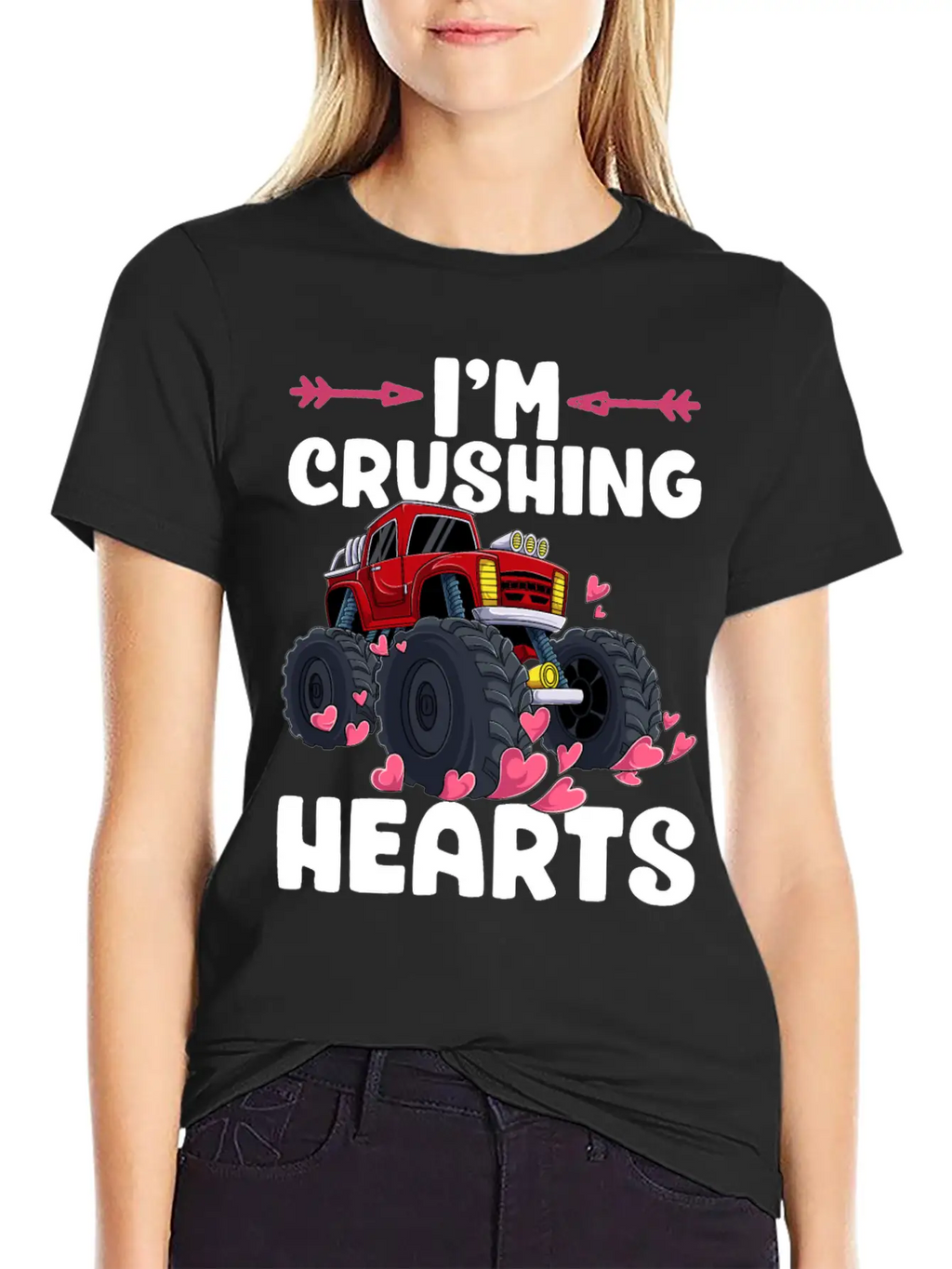 I Crush Hearts Monster Truck Valentines Day Love B Unisex Casual T-Shirt – Clean Design For Daily Comfort