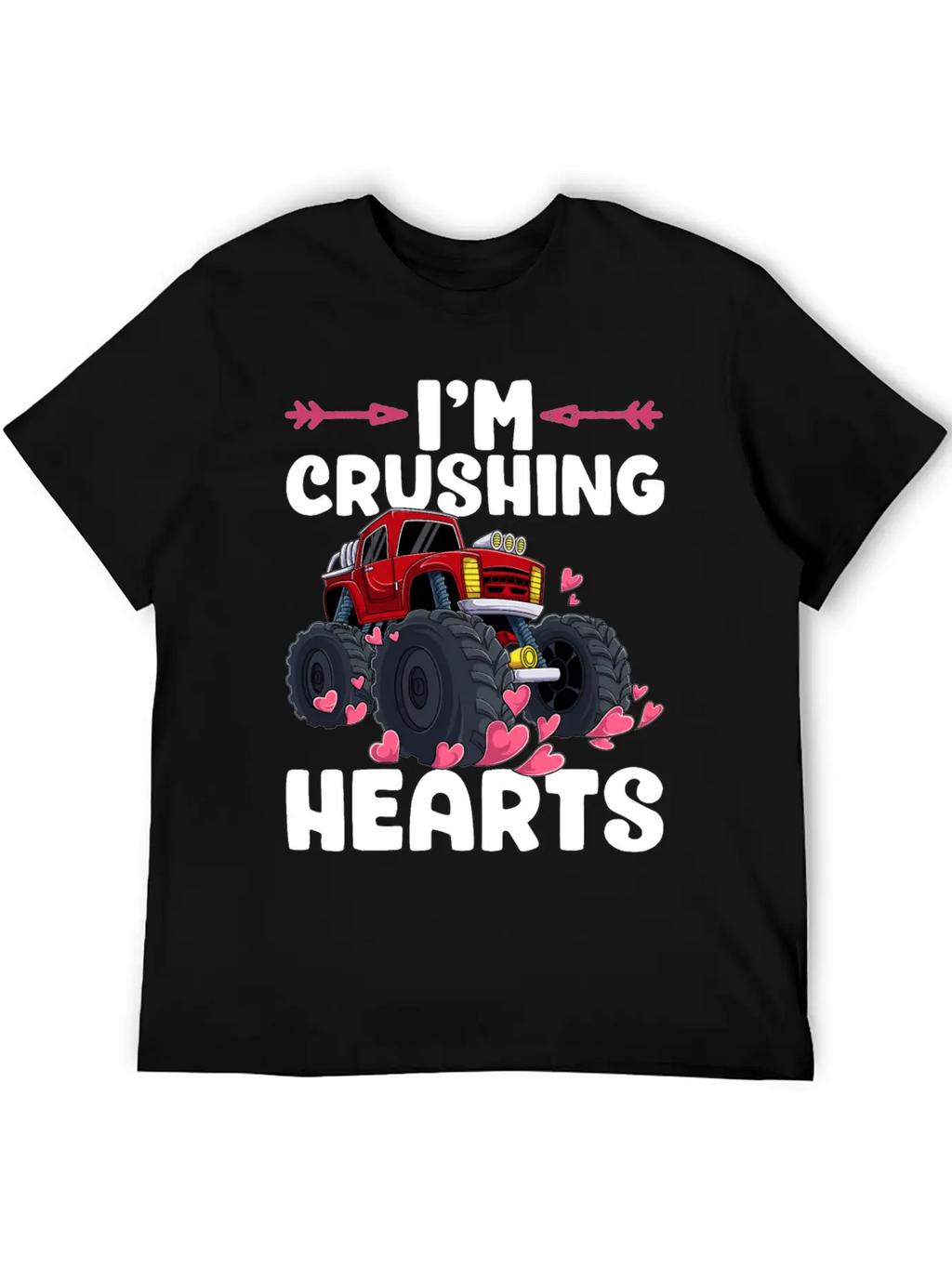 I Crush Hearts Monster Truck Valentines Day Love B Unisex Casual T-Shirt – Clean Design For Daily Comfort