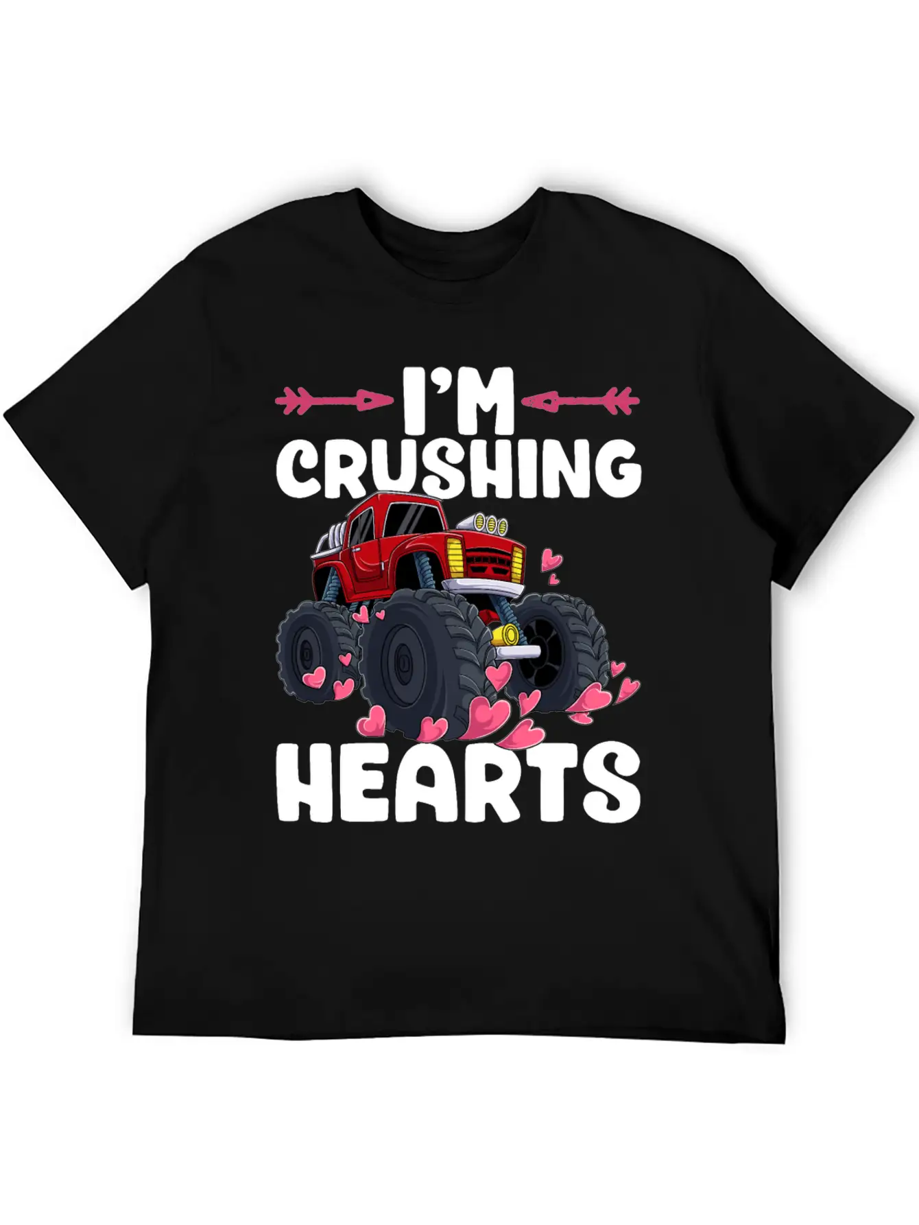 I Crush Hearts Monster Truck Valentines Day Love B Unisex Casual T-Shirt – Clean Design For Daily Comfort