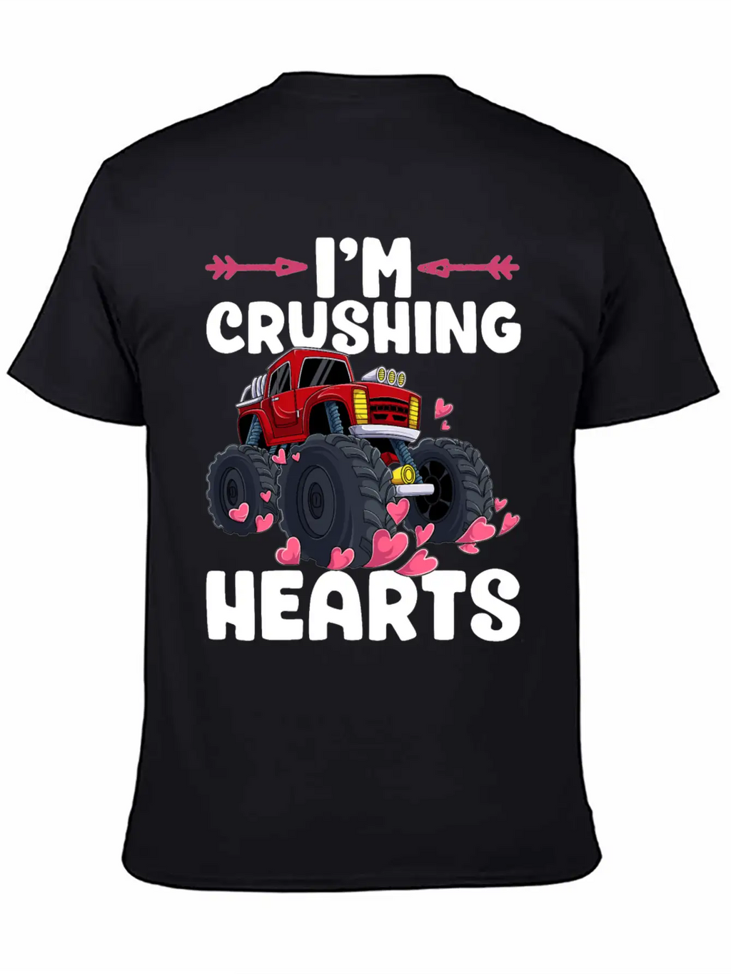 I Crush Hearts Monster Truck Valentines Day Love B Unisex Casual T-Shirt – Clean Design For Daily Comfort