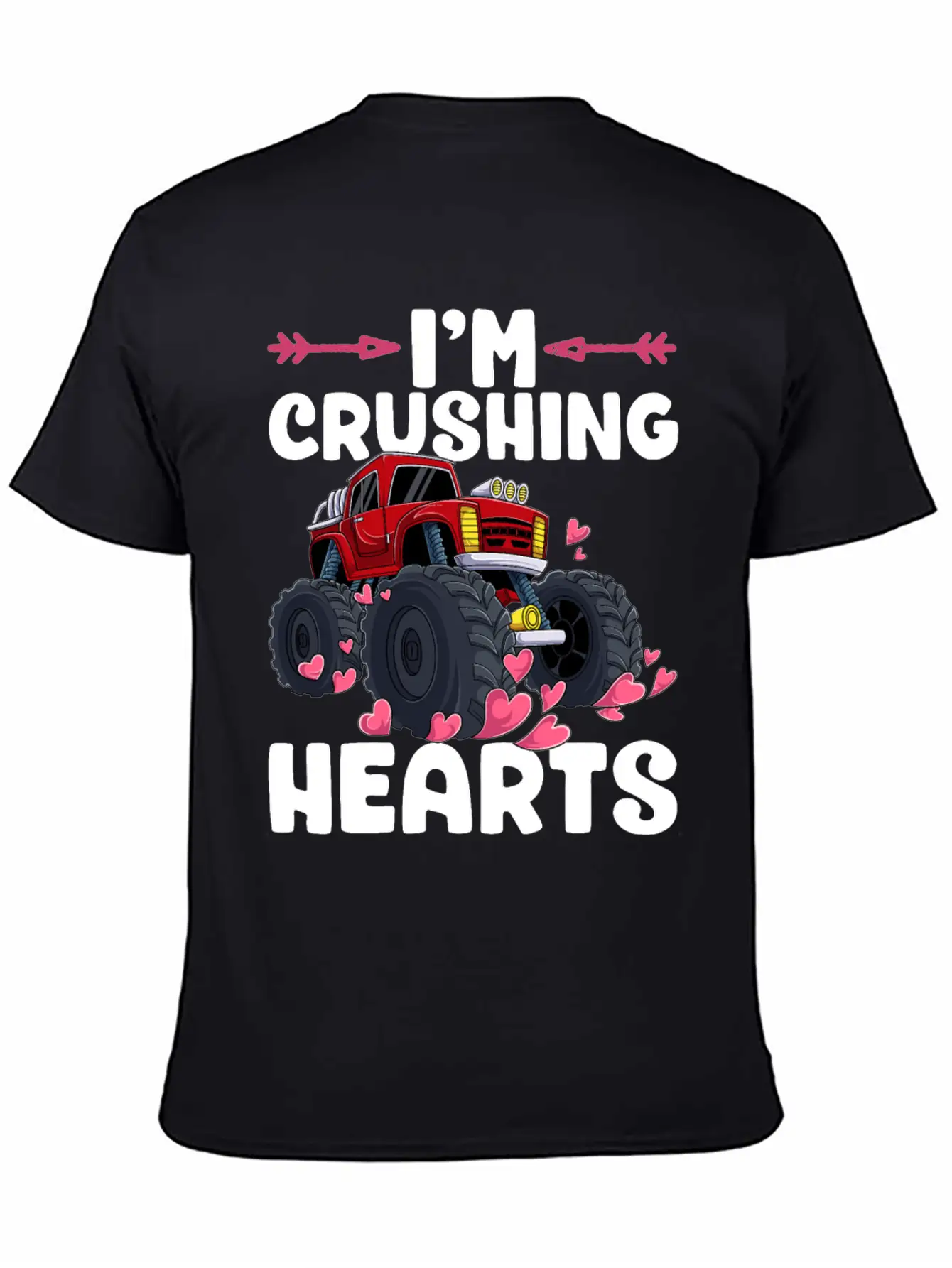 I Crush Hearts Monster Truck Valentines Day Love B Unisex Casual T-Shirt – Clean Design For Daily Comfort