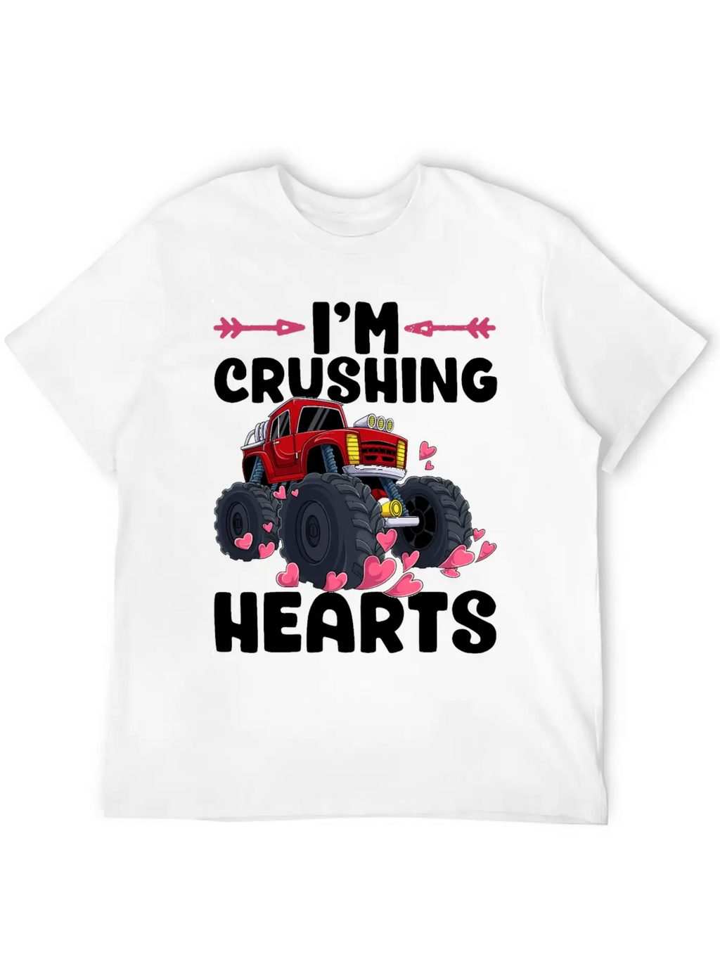 I Crush Hearts Monster Truck Valentines Day Love B Unisex Casual T-Shirt – Clean Design For Daily Comfort