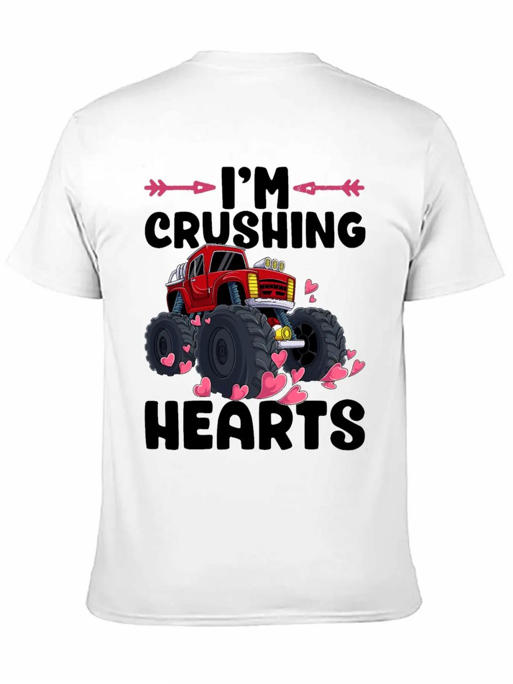 I Crush Hearts Monster Truck Valentines Day Love B Unisex Casual T-Shirt – Clean Design For Daily Comfort