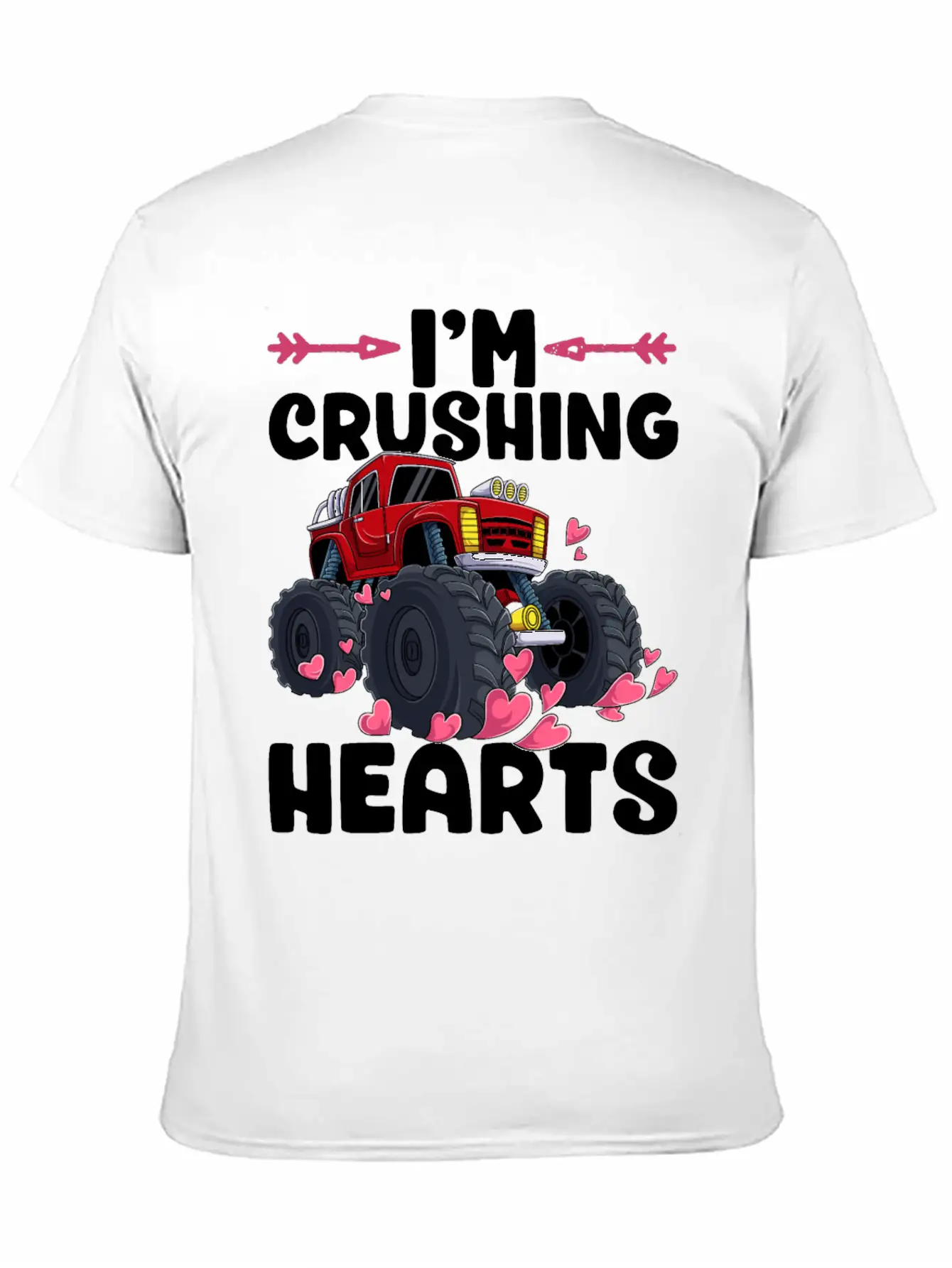 I Crush Hearts Monster Truck Valentines Day Love B Unisex Casual T-Shirt – Clean Design For Daily Comfort