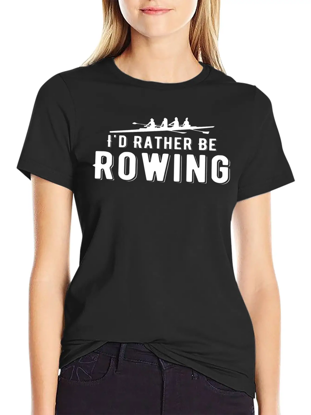 I D Rather Be Rowing Pontooning Exercise Boating Casual Graphic T-Shirt – Simple And Comfortable Daily Wear