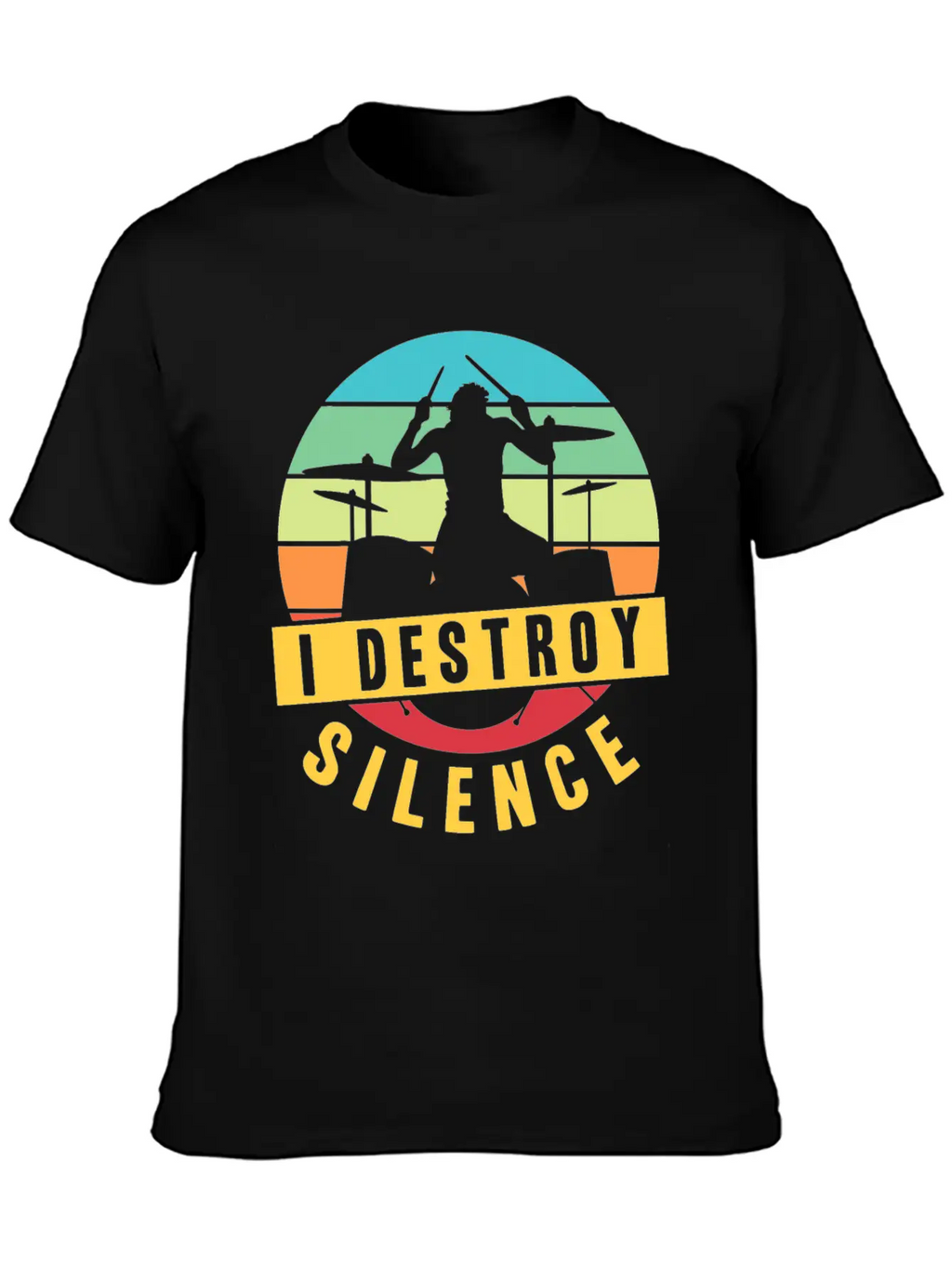 I Destroy Silence Drummer Musician Drumsticks T Sh Stylish Everyday T-Shirt – Unisex Basic Cotton Tee