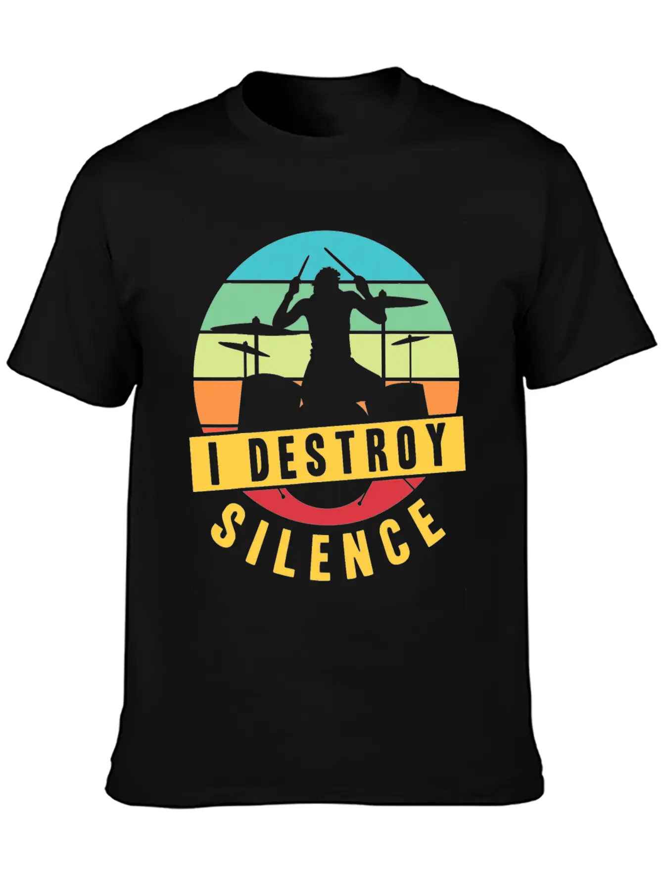I Destroy Silence Drummer Musician Drumsticks T Sh Stylish Everyday T-Shirt – Unisex Basic Cotton Tee