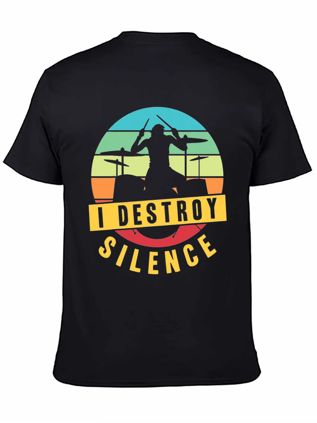 I Destroy Silence Drummer Musician Drumsticks T Sh Stylish Everyday T-Shirt – Unisex Basic Cotton Tee