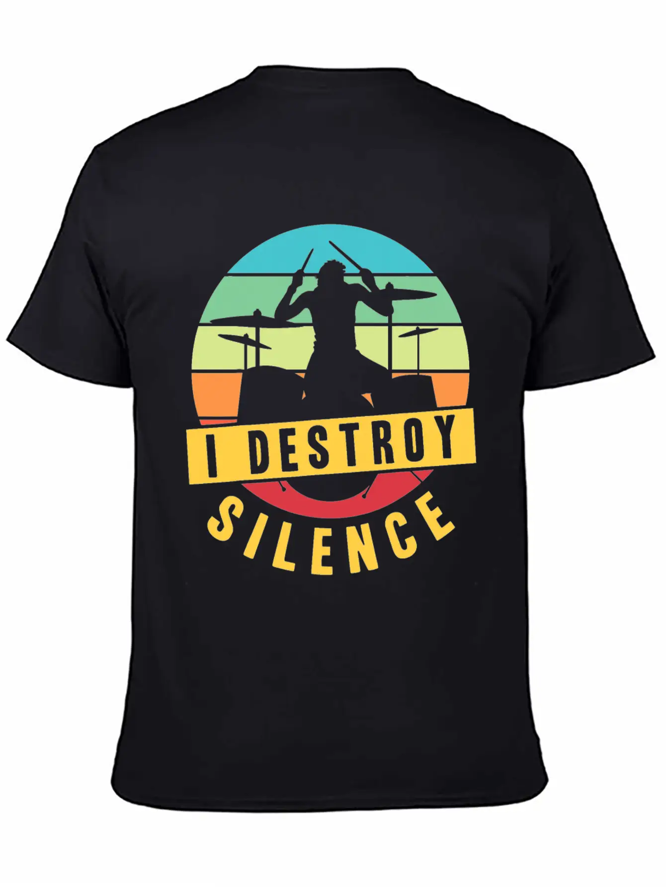 I Destroy Silence Drummer Musician Drumsticks T Sh Stylish Everyday T-Shirt – Unisex Basic Cotton Tee