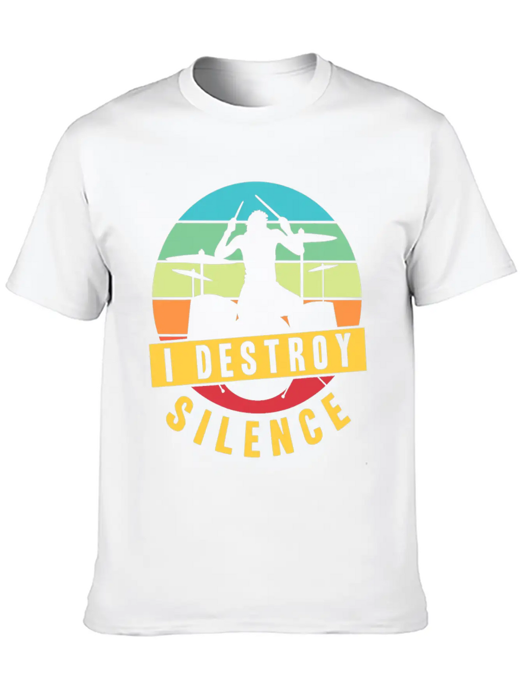 I Destroy Silence Drummer Musician Drumsticks T Sh Stylish Everyday T-Shirt – Unisex Basic Cotton Tee