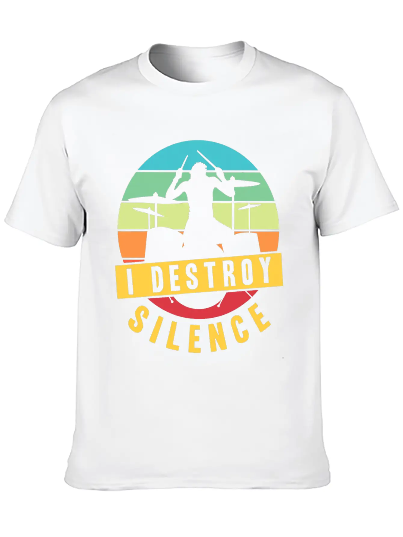 I Destroy Silence Drummer Musician Drumsticks T Sh Stylish Everyday T-Shirt – Unisex Basic Cotton Tee