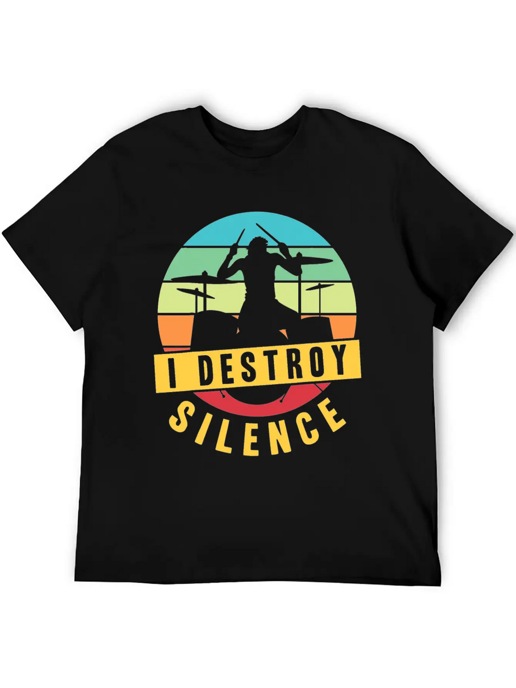 I Destroy Silence Drummer Musician Drumsticks T Sh Stylish Everyday T-Shirt – Unisex Basic Cotton Tee