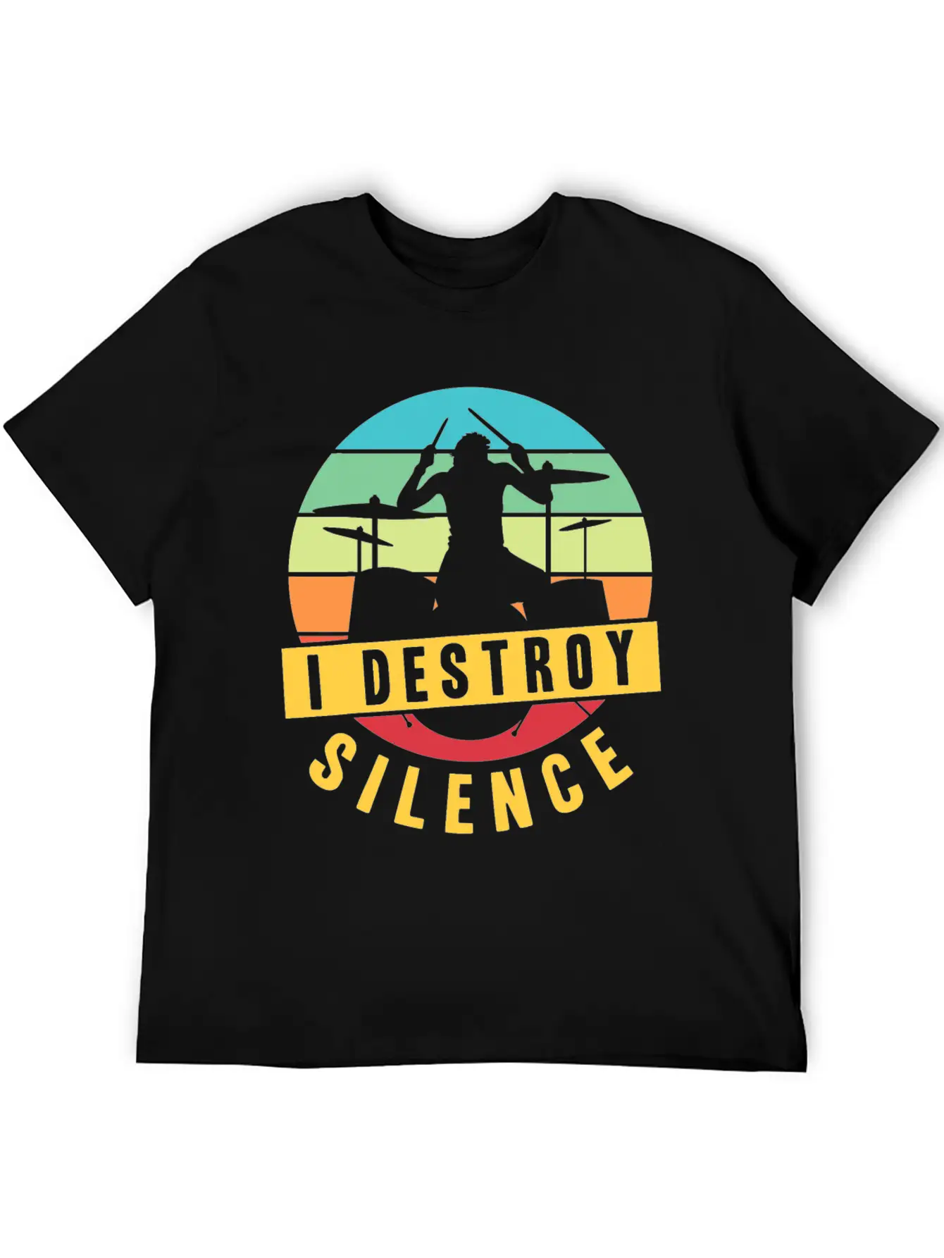I Destroy Silence Drummer Musician Drumsticks T Sh Stylish Everyday T-Shirt – Unisex Basic Cotton Tee