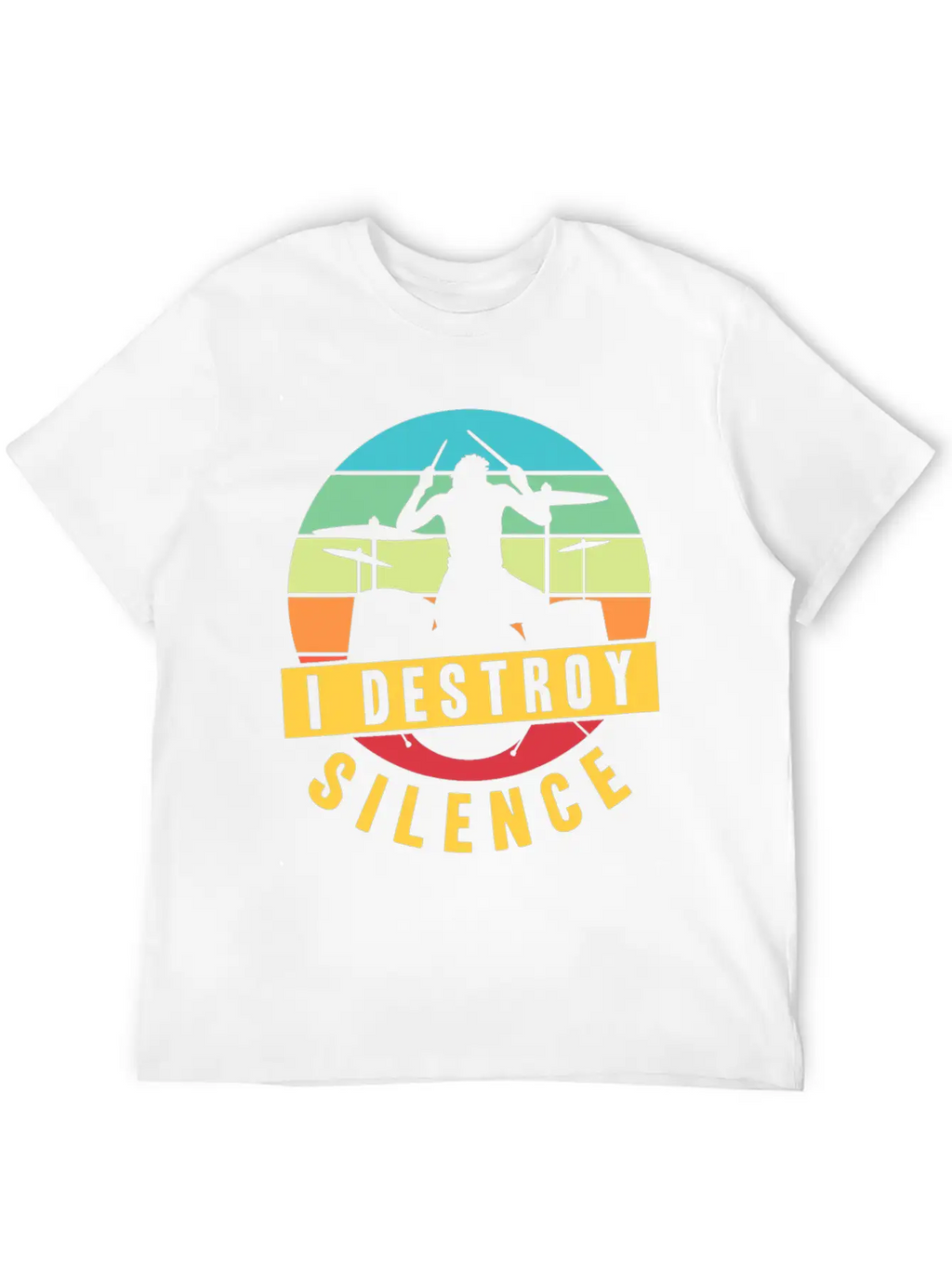 I Destroy Silence Drummer Musician Drumsticks T Sh Stylish Everyday T-Shirt – Unisex Basic Cotton Tee