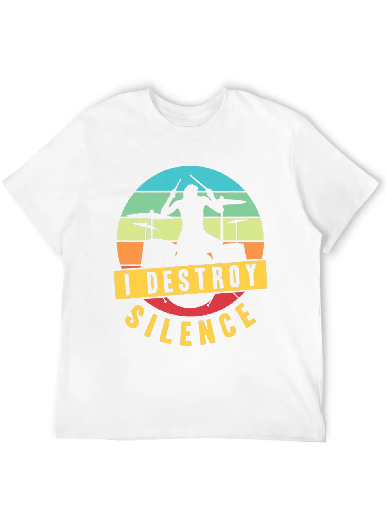 I Destroy Silence Drummer Musician Drumsticks T Sh Stylish Everyday T-Shirt – Unisex Basic Cotton Tee