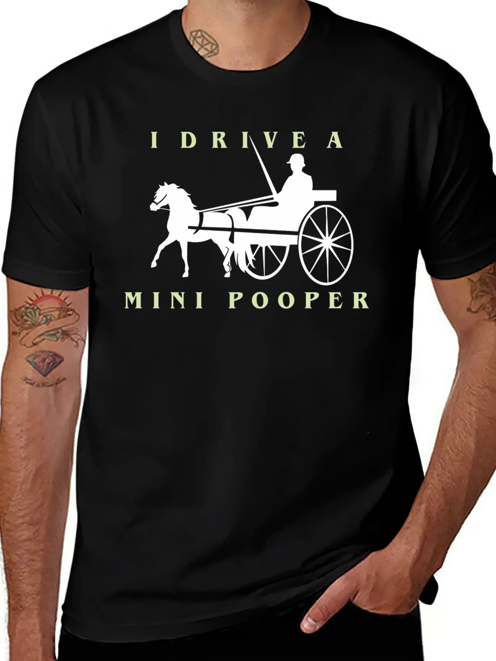 I Drive A Mini Pooper | Pony Mini Horse Driving Breathable Soft Cotton T-Shirt – Timeless Casual Look
