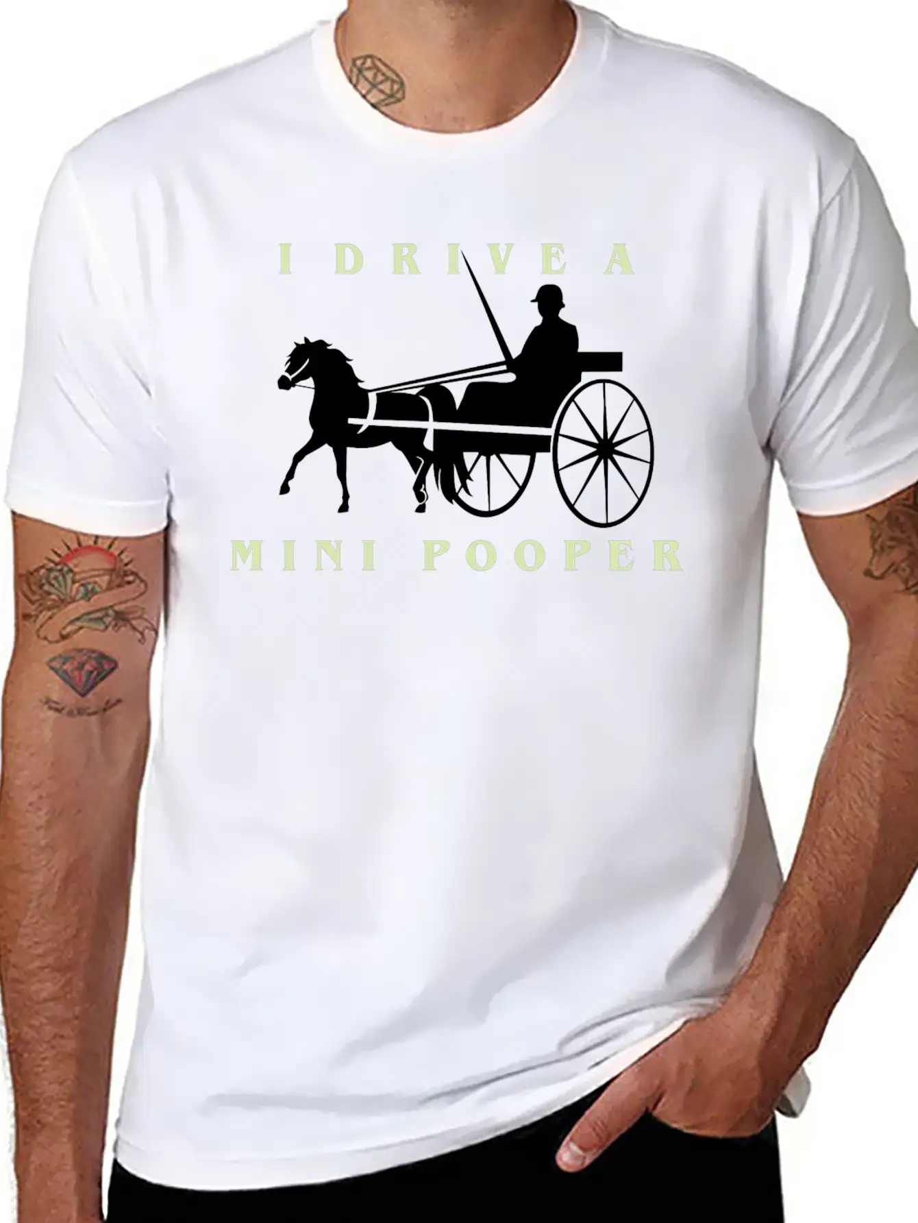 I Drive A Mini Pooper | Pony Mini Horse Driving Breathable Soft Cotton T-Shirt – Timeless Casual Look