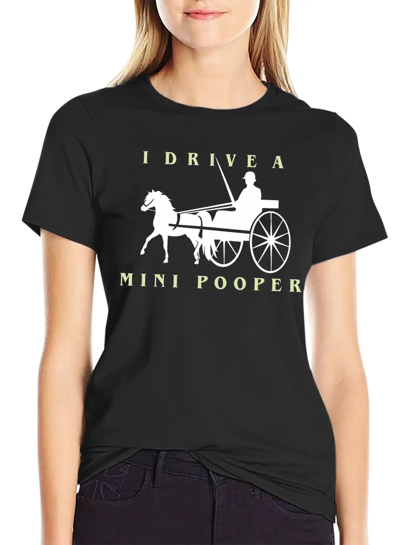 I Drive A Mini Pooper | Pony Mini Horse Driving Breathable Soft Cotton T-Shirt – Timeless Casual Look