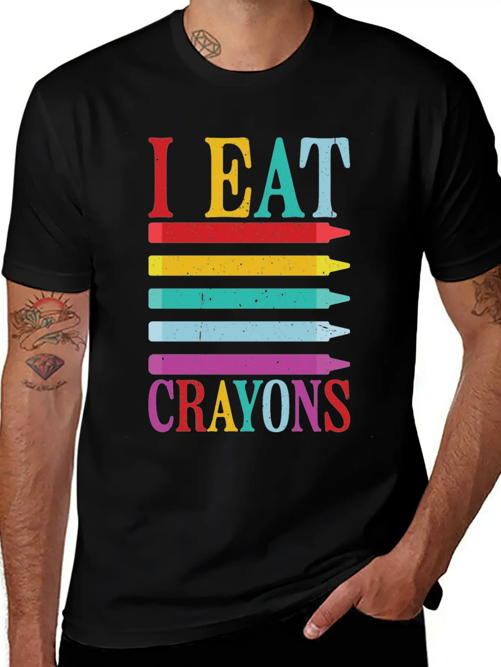 I Eat Crayons 10 Unisex Short Sleeve Soft Cotton T-Shirt – Casual Everyday Wear