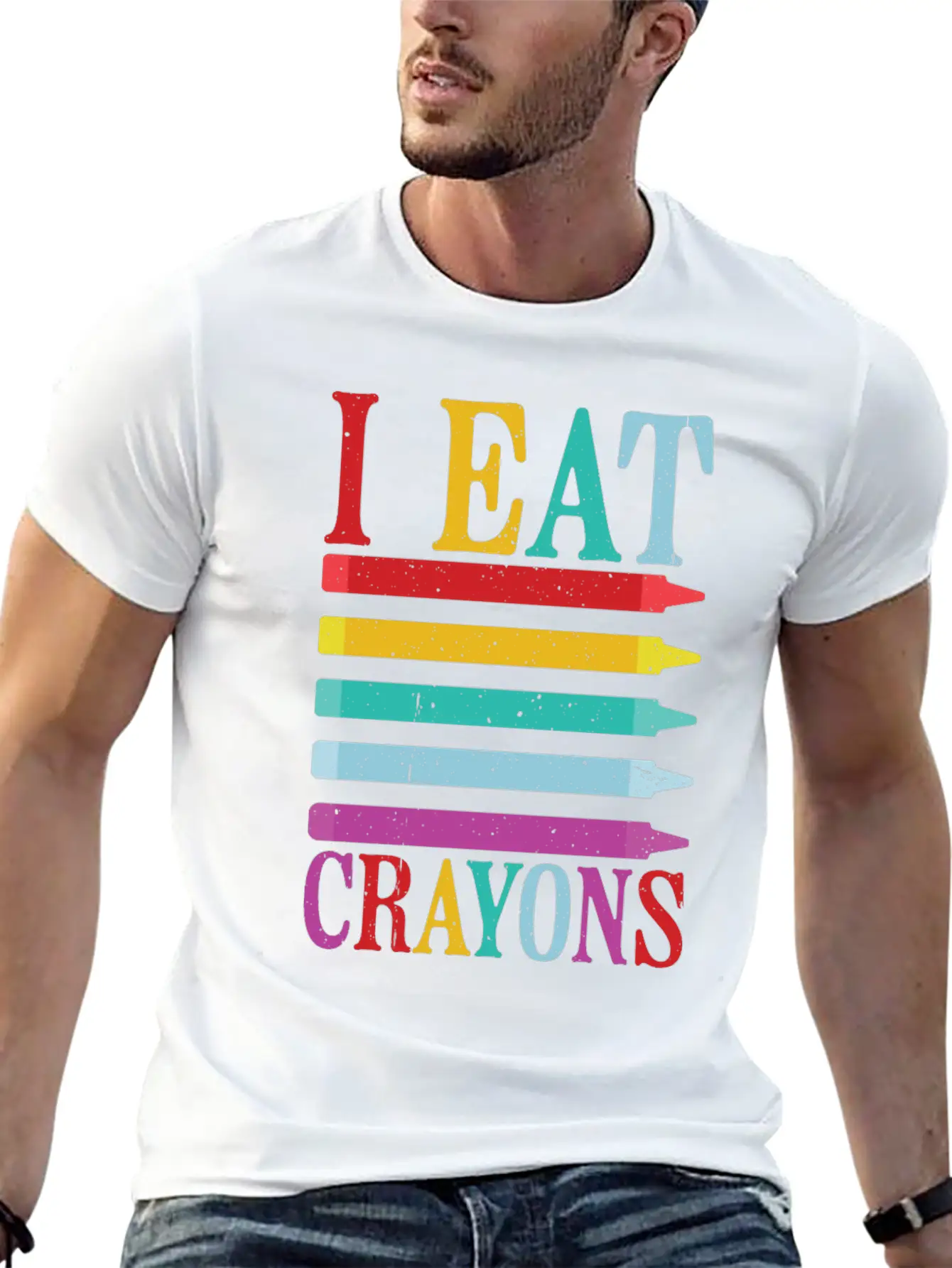 I Eat Crayons 10 Unisex Short Sleeve Soft Cotton T-Shirt – Casual Everyday Wear