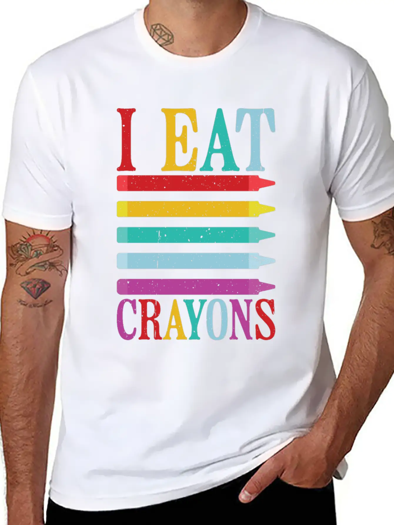 I Eat Crayons 10 Unisex Short Sleeve Soft Cotton T-Shirt – Casual Everyday Wear