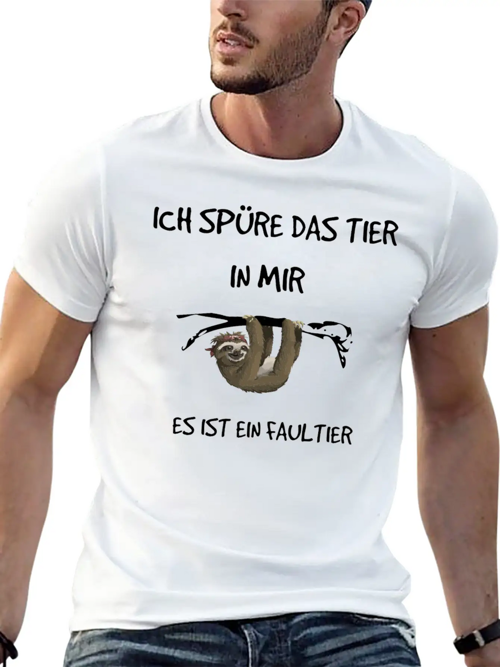 "I Feel The Animal In Me" - Sloth Subject Unisex Short Sleeve Soft Cotton T-Shirt – Casual Everyday Wear