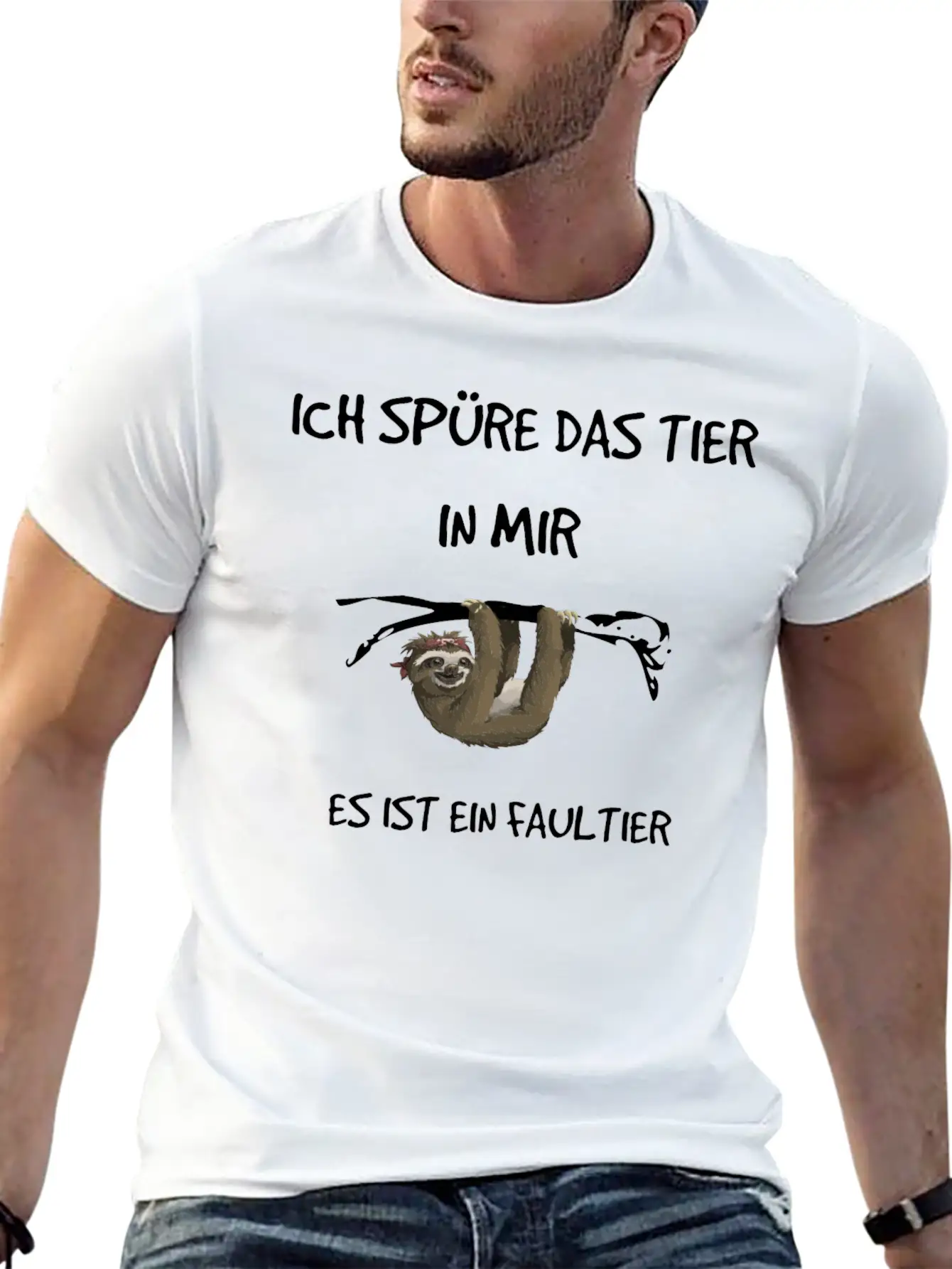 "I Feel The Animal In Me" - Sloth Subject Unisex Short Sleeve Soft Cotton T-Shirt – Casual Everyday Wear