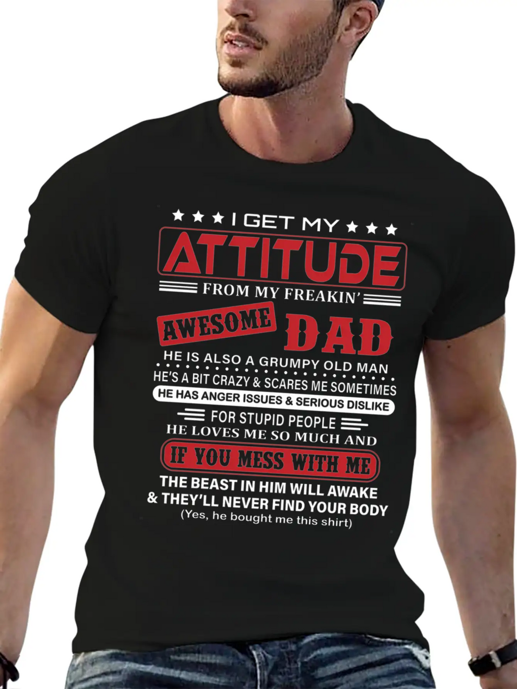 I Get My Attitude From My Freaking Awesome Dad Classic Fit Graphic Tee For Daily Comfort – Unisex Cotton Shirt