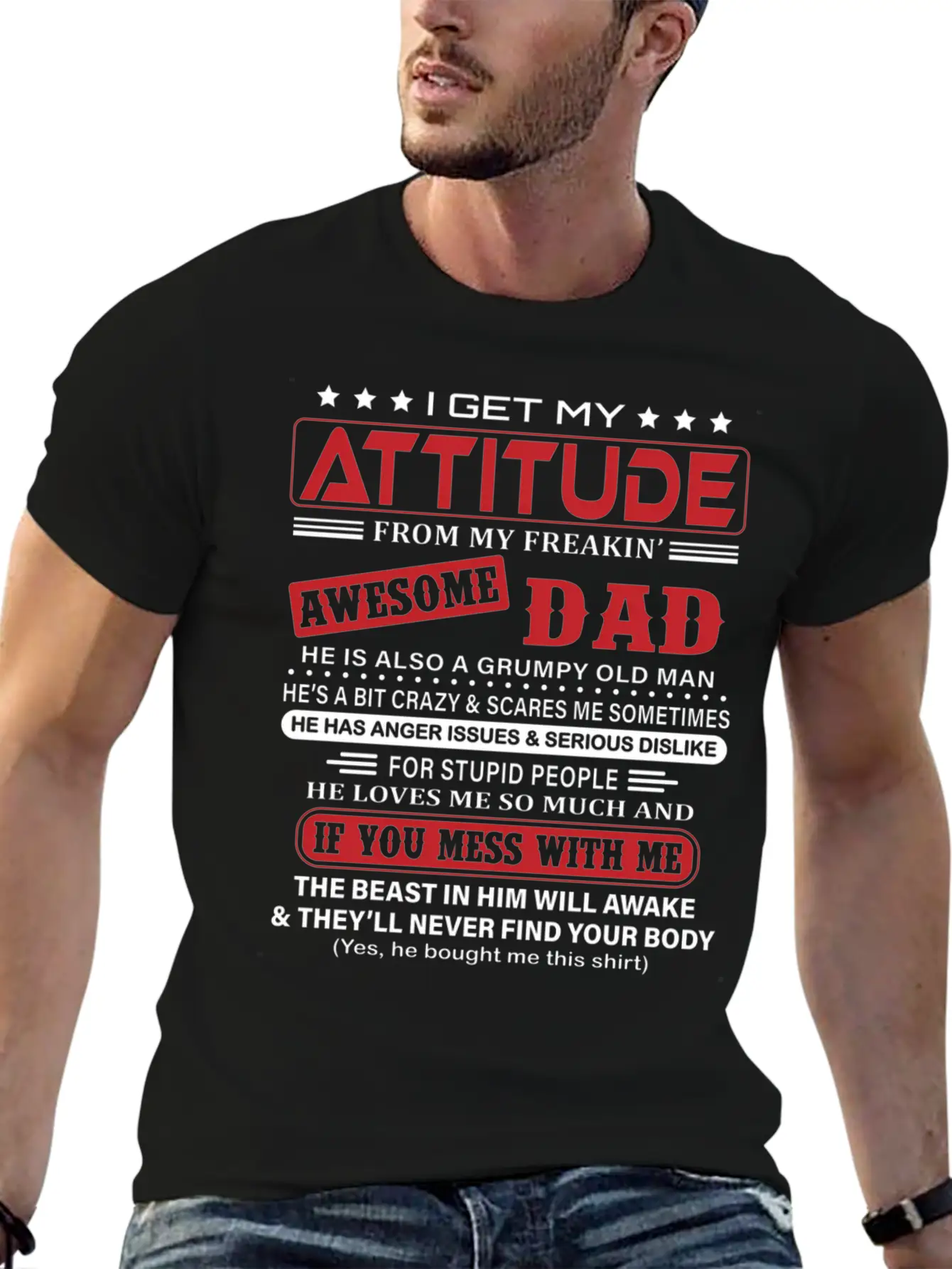 I Get My Attitude From My Freaking Awesome Dad Classic Fit Graphic Tee For Daily Comfort – Unisex Cotton Shirt