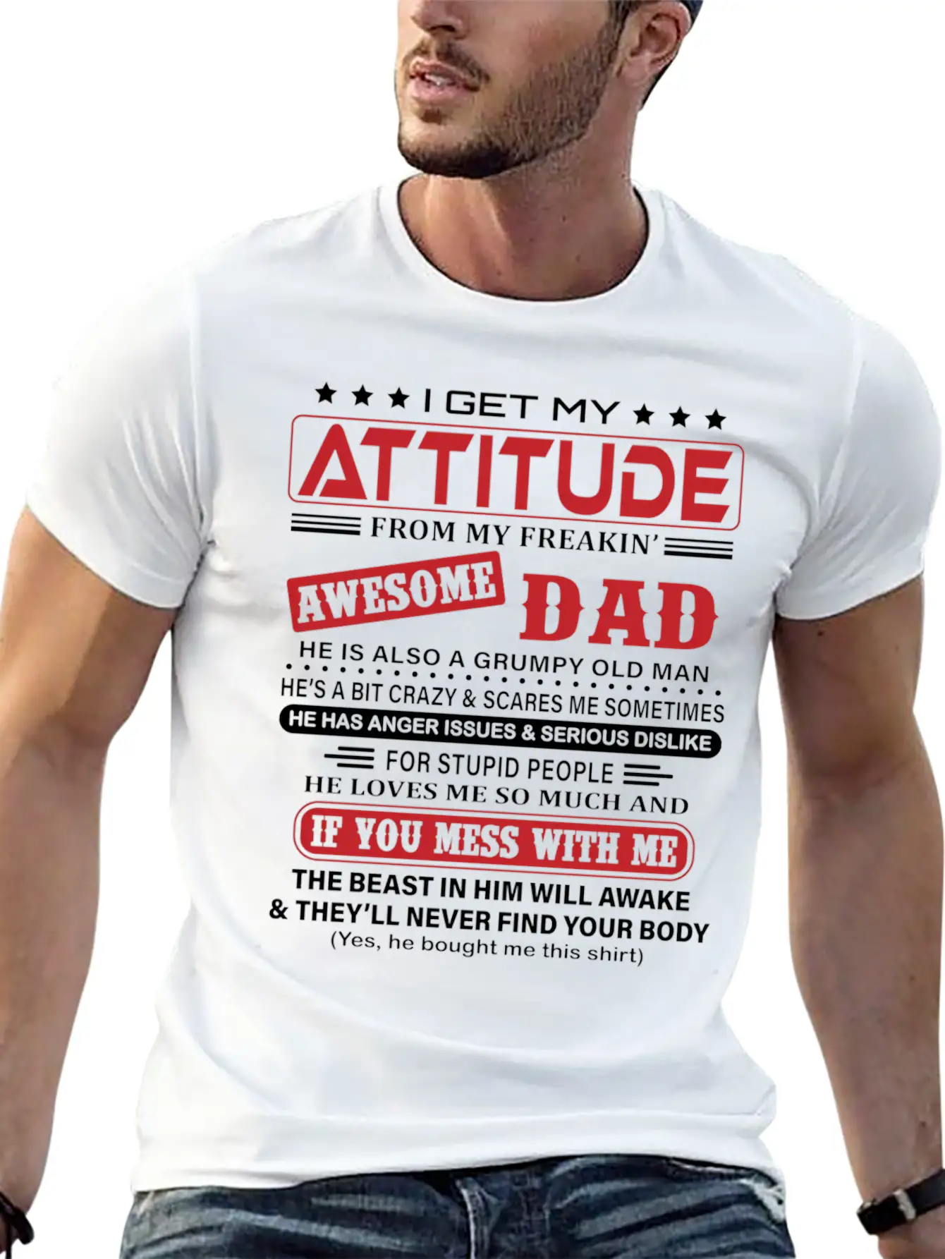 I Get My Attitude From My Freaking Awesome Dad Classic Fit Graphic Tee For Daily Comfort – Unisex Cotton Shirt