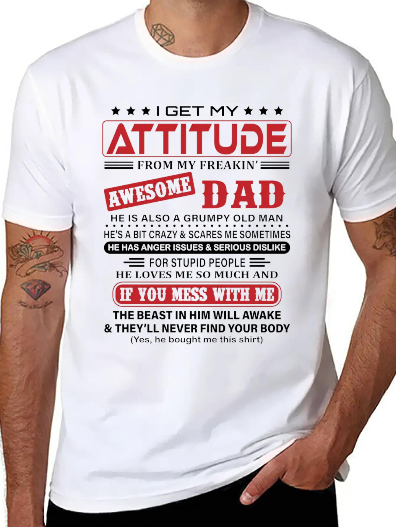 I Get My Attitude From My Freaking Awesome Dad Classic Fit Graphic Tee For Daily Comfort – Unisex Cotton Shirt