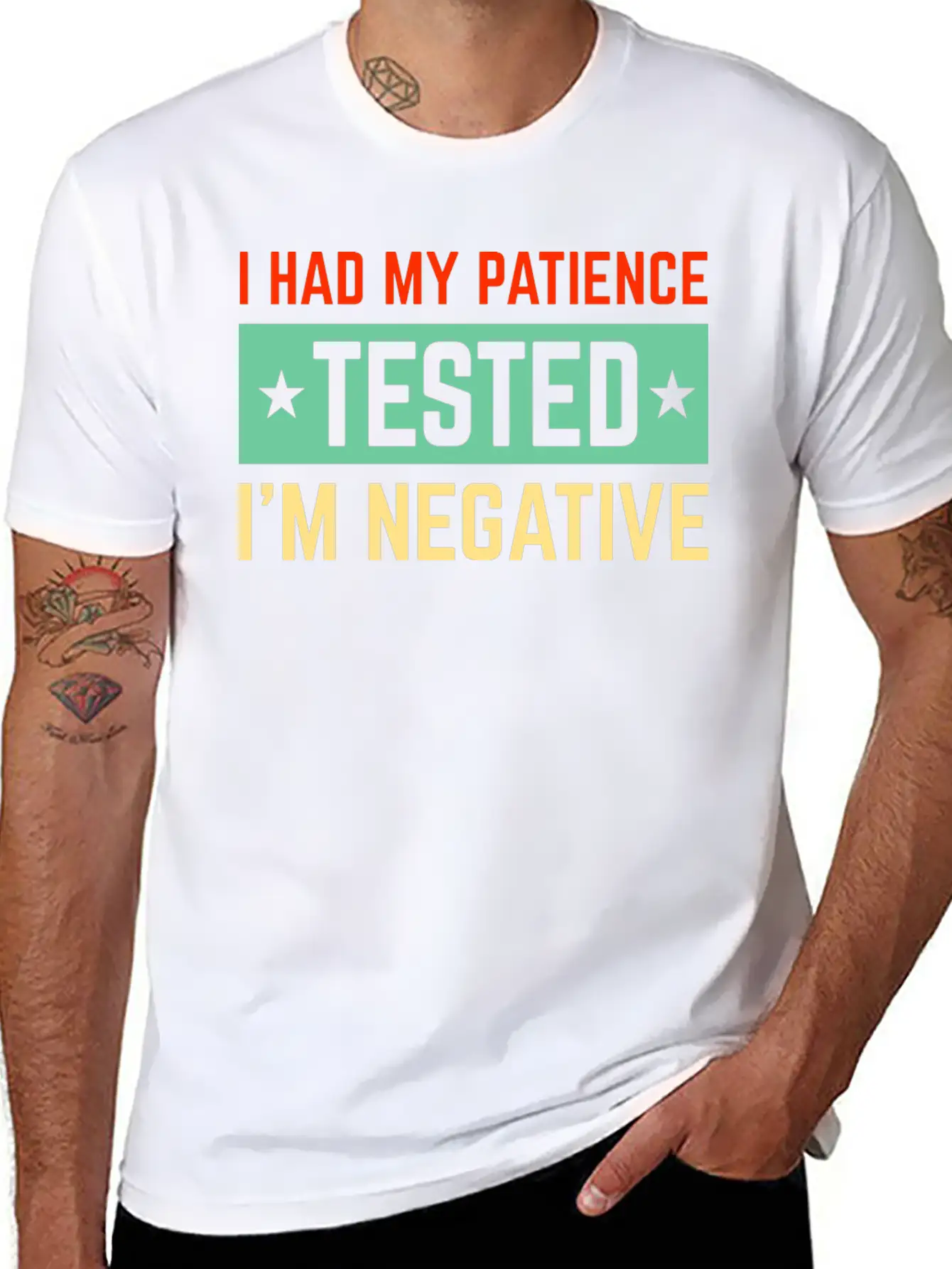 I Had My Patience Tested I’m Negative Sarcastic Unisex Short Sleeve Soft Cotton T-Shirt – Casual Everyday Wear
