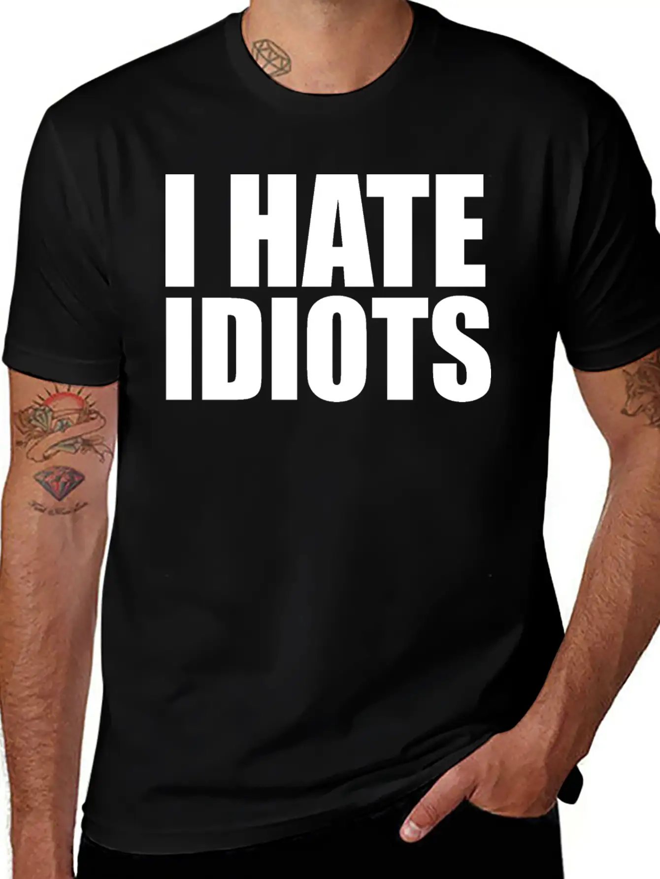 I Hate Idiots Unisex Short Sleeve Soft Cotton T-Shirt – Casual Everyday Wear