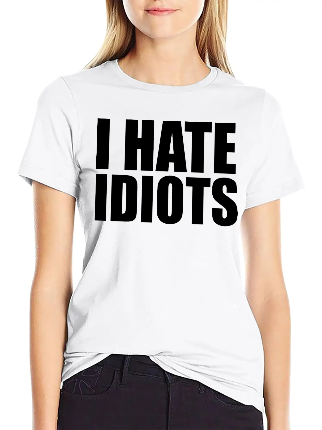 I Hate Idiots Unisex Short Sleeve Soft Cotton T-Shirt – Casual Everyday Wear