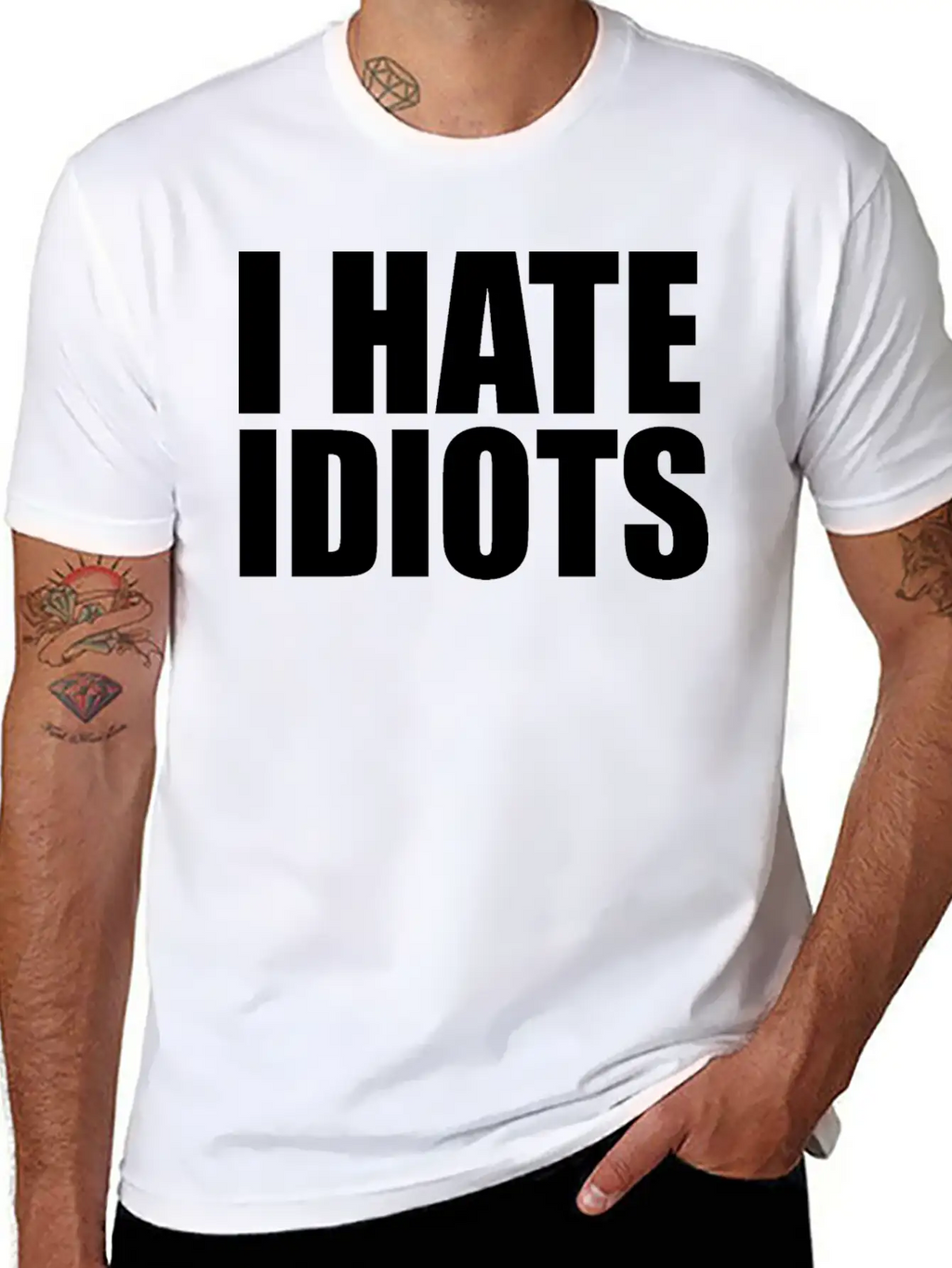 I Hate Idiots Unisex Short Sleeve Soft Cotton T-Shirt – Casual Everyday Wear