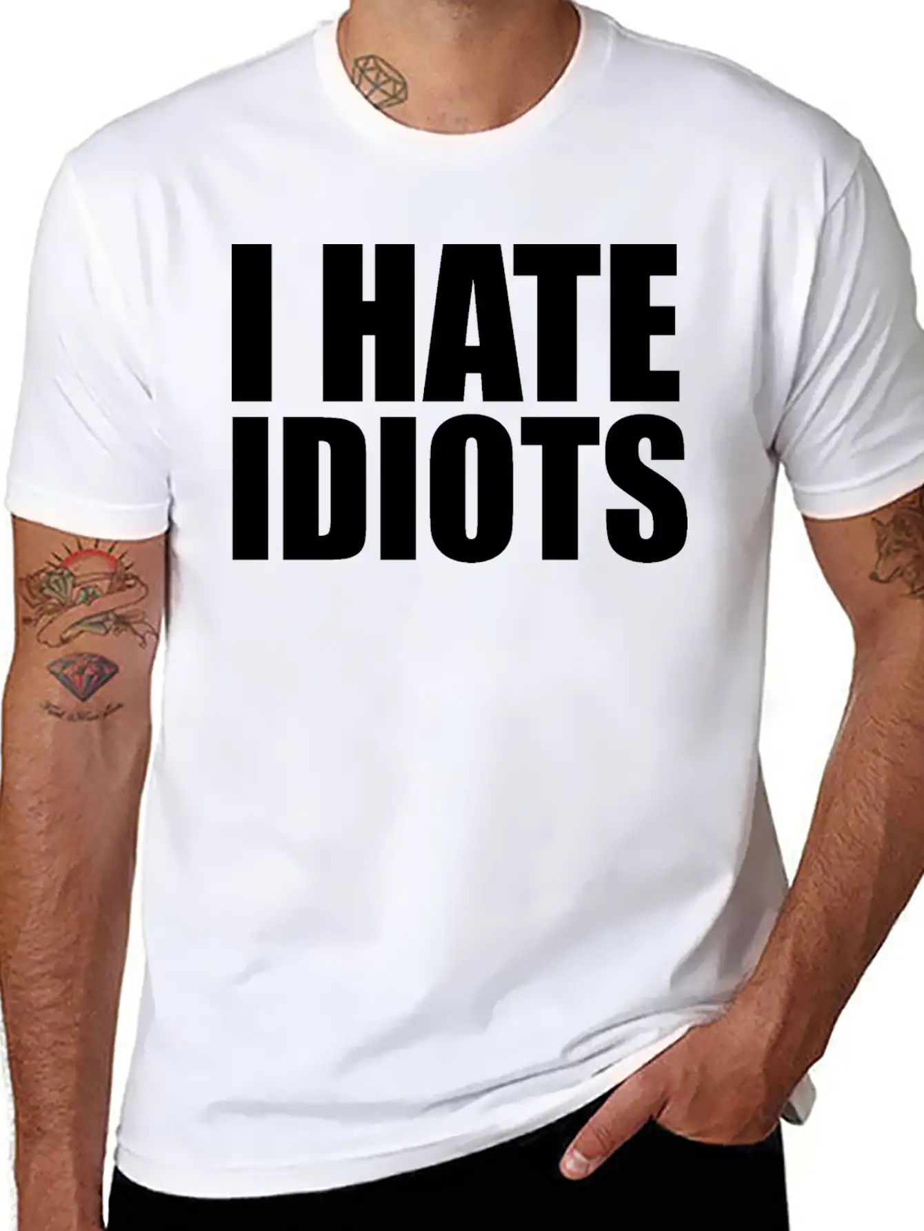 I Hate Idiots Unisex Short Sleeve Soft Cotton T-Shirt – Casual Everyday Wear
