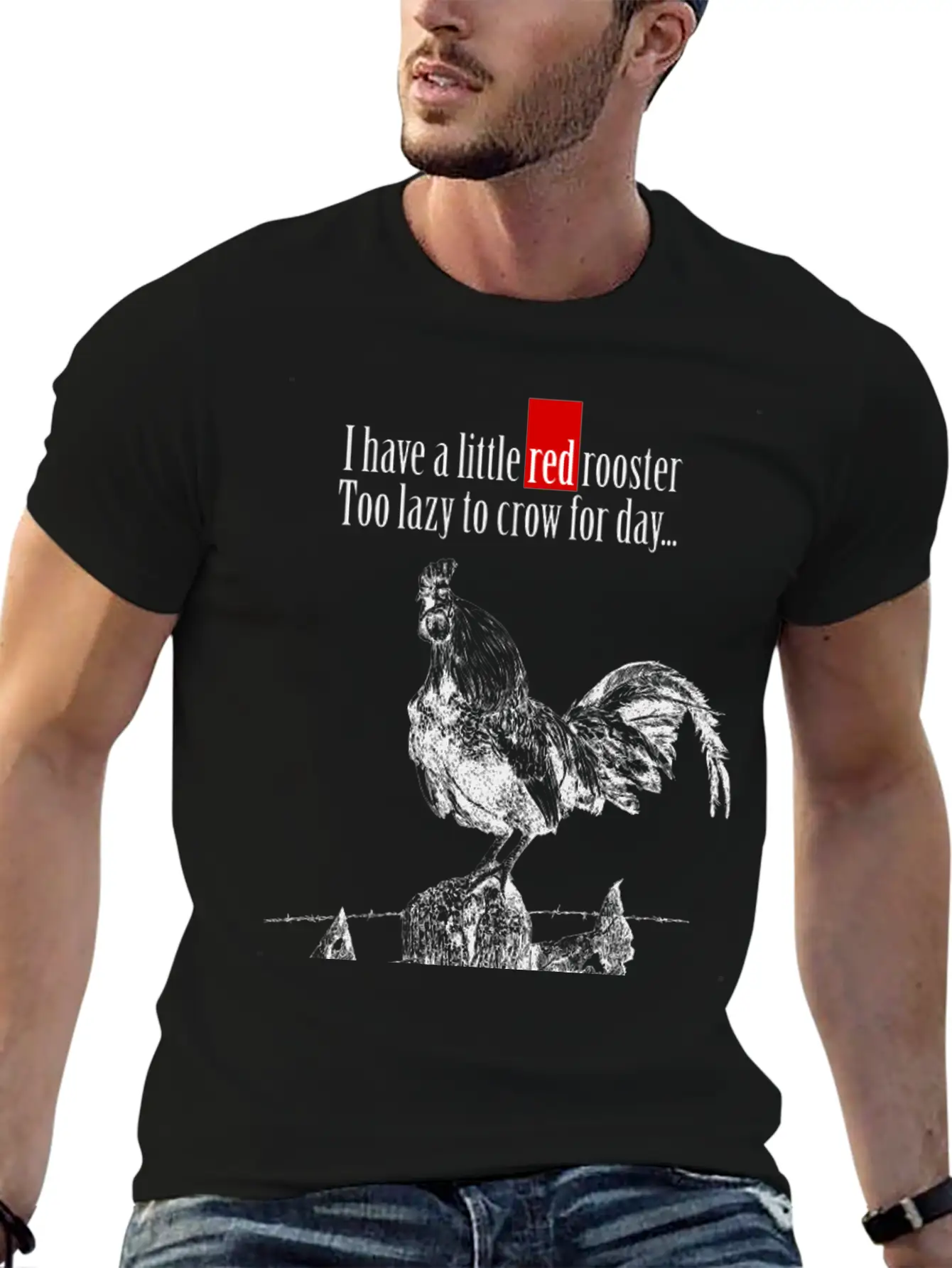I Have A Little Red Rooster... Casual Graphic T-Shirt – Simple And Comfortable Daily Wear