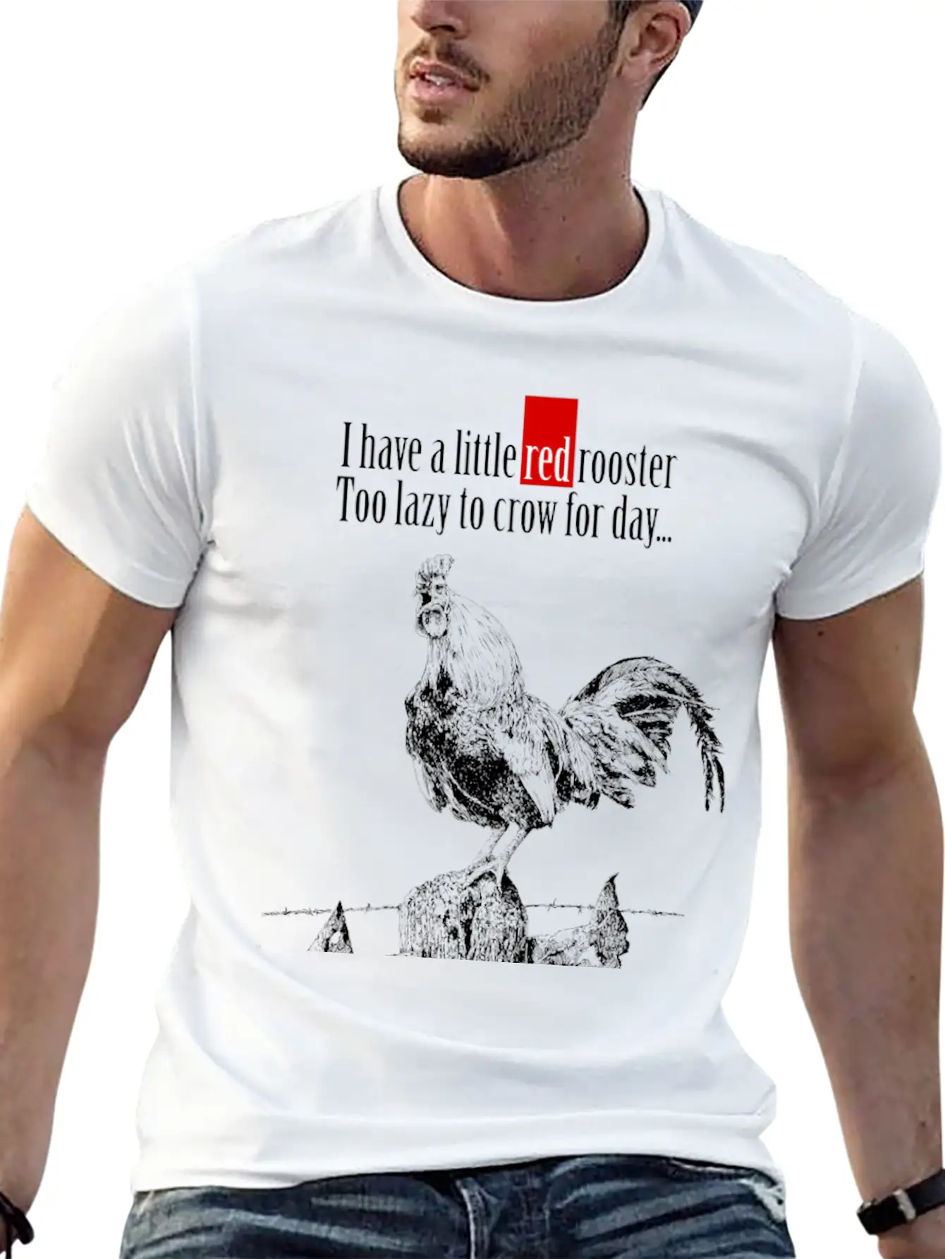I Have A Little Red Rooster... Casual Graphic T-Shirt – Simple And Comfortable Daily Wear