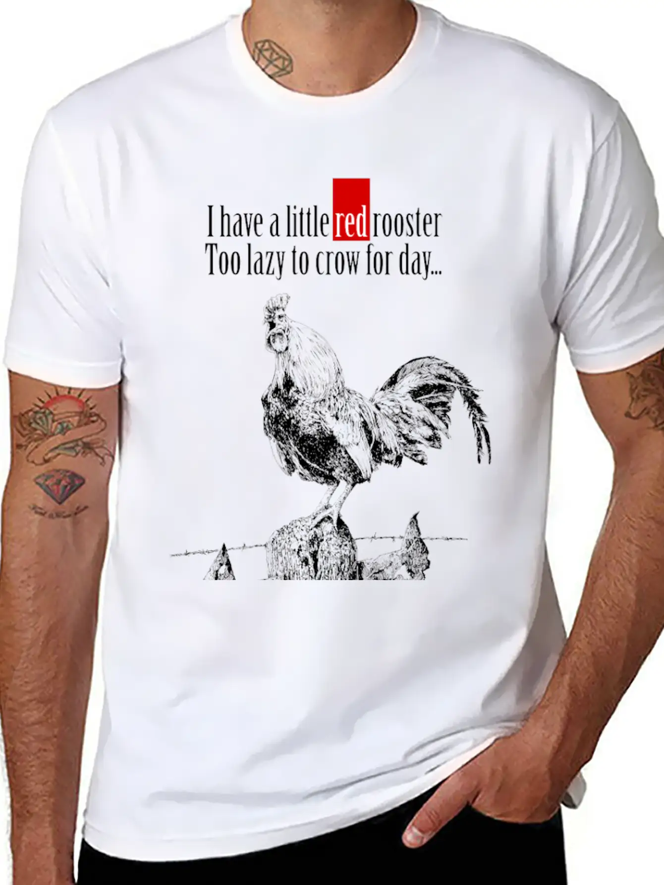 I Have A Little Red Rooster... Casual Graphic T-Shirt – Simple And Comfortable Daily Wear