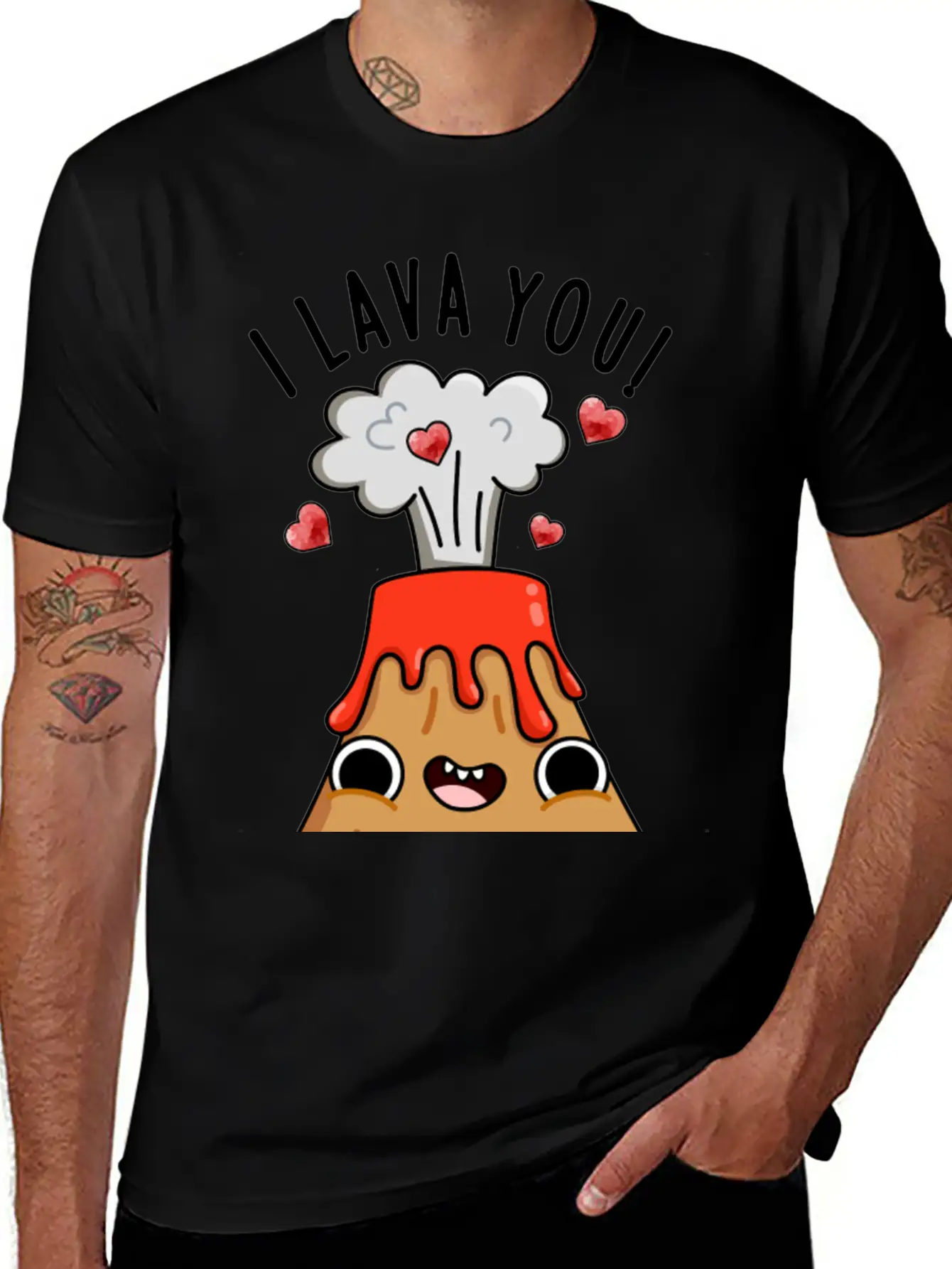 I Lava You Funny Volcano Pun Breathable Soft Cotton T-Shirt – Timeless Casual Look