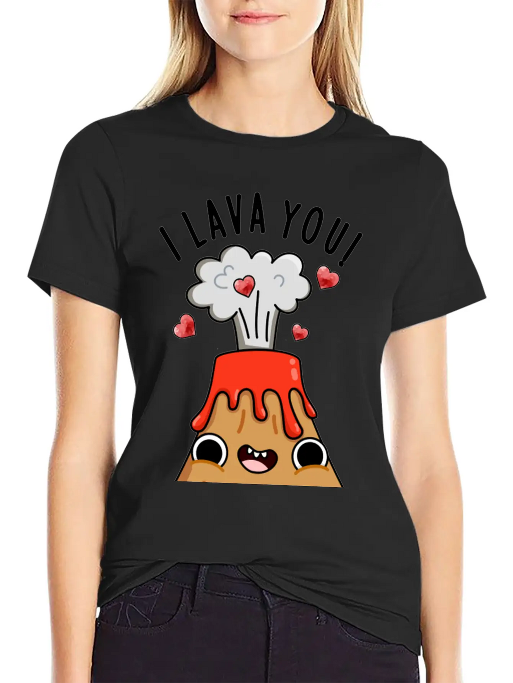 I Lava You Funny Volcano Pun Breathable Soft Cotton T-Shirt – Timeless Casual Look