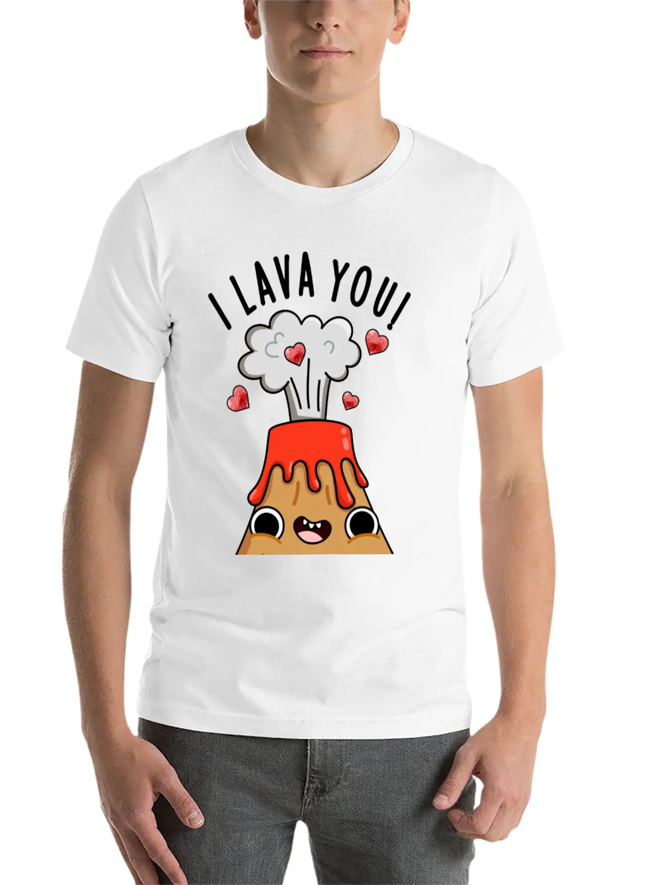 I Lava You Funny Volcano Pun Breathable Soft Cotton T-Shirt – Timeless Casual Look