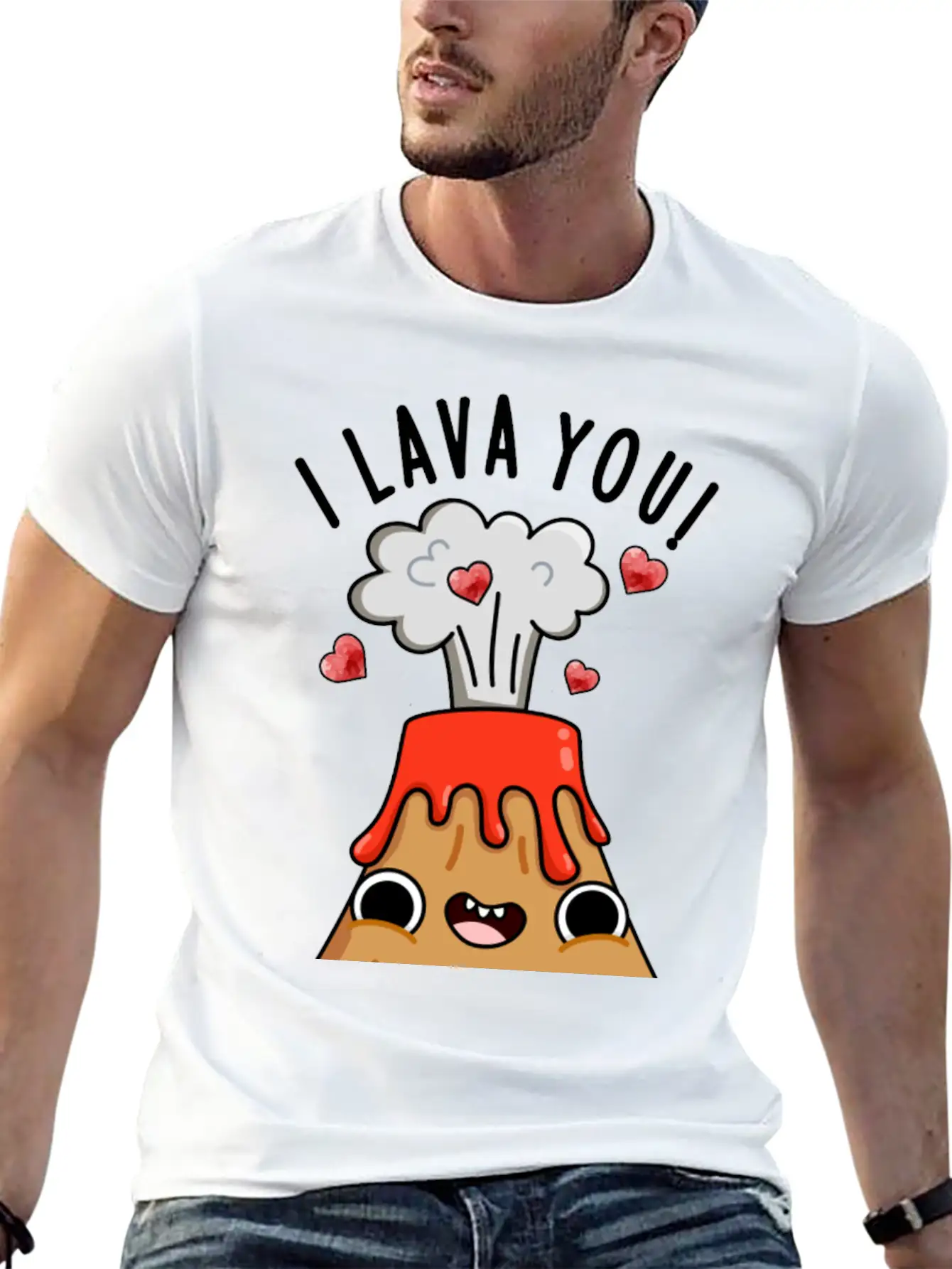 I Lava You Funny Volcano Pun Breathable Soft Cotton T-Shirt – Timeless Casual Look