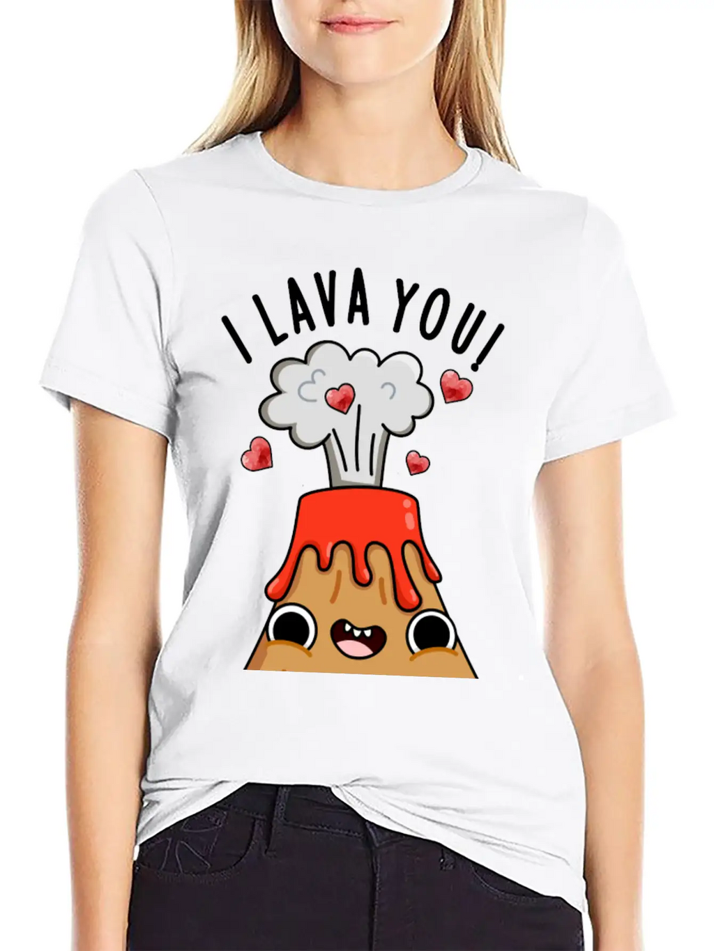 I Lava You Funny Volcano Pun Breathable Soft Cotton T-Shirt – Timeless Casual Look