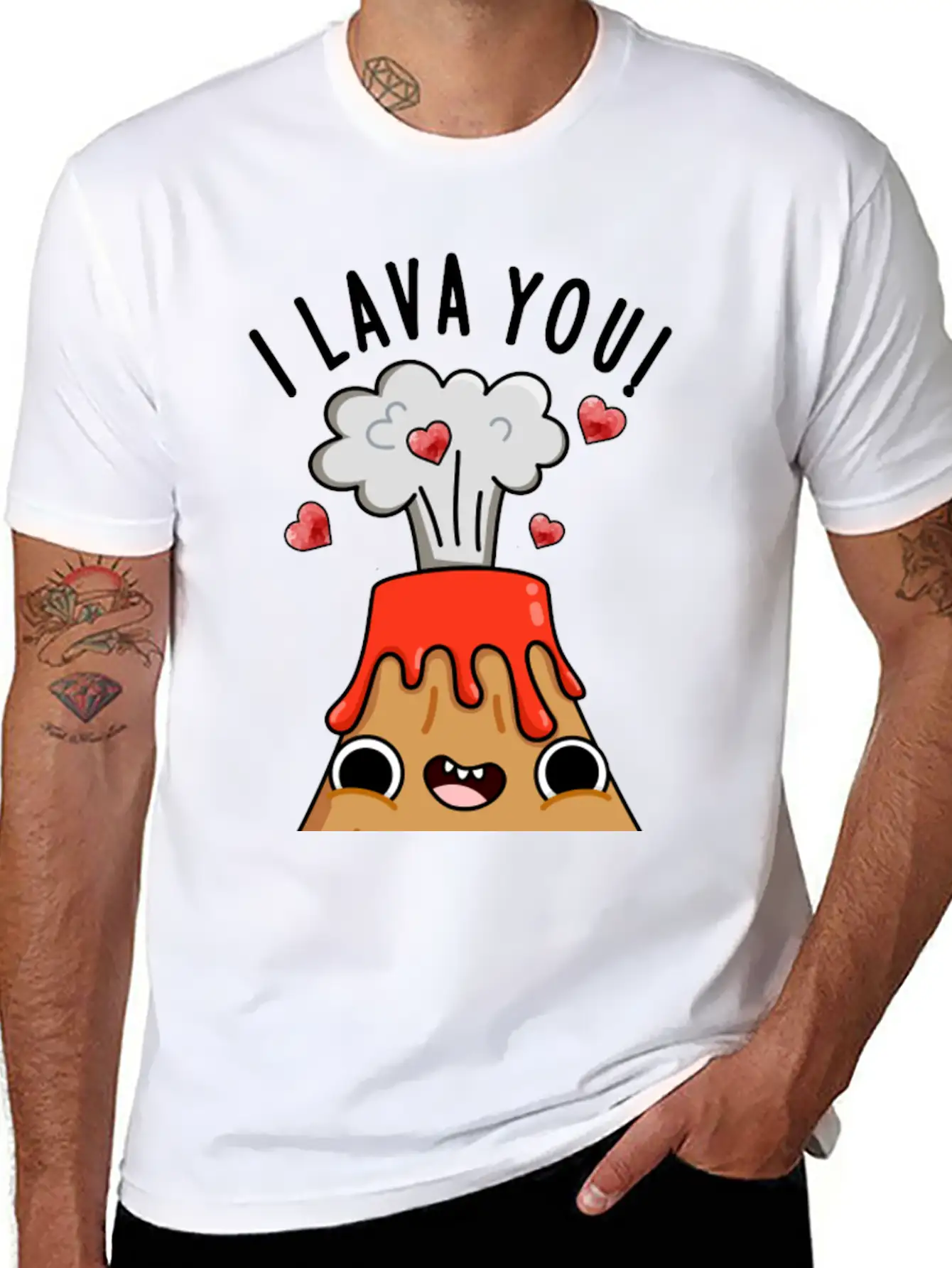 I Lava You Funny Volcano Pun Breathable Soft Cotton T-Shirt – Timeless Casual Look