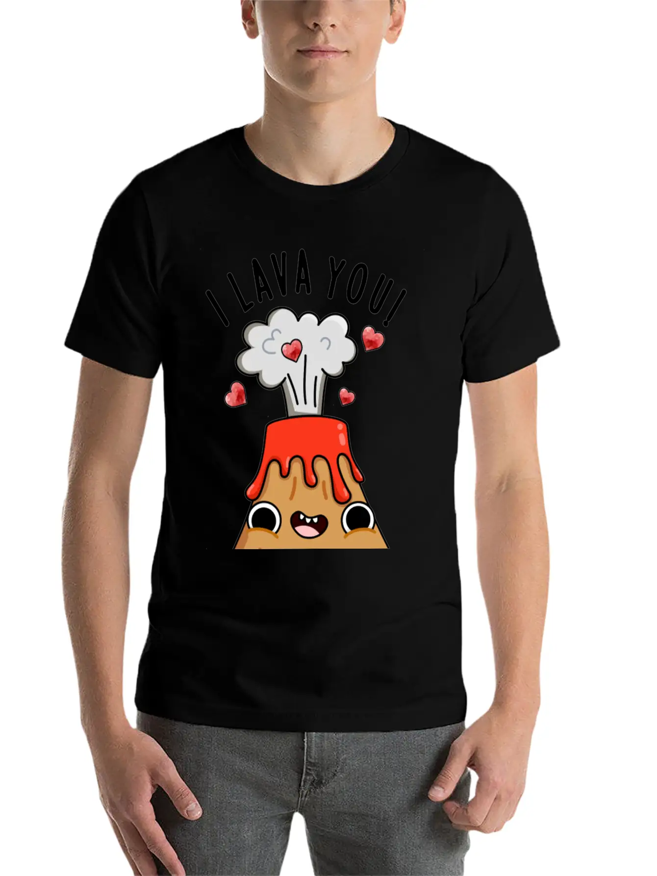 I Lava You Funny Volcano Pun Breathable Soft Cotton T-Shirt – Timeless Casual Look