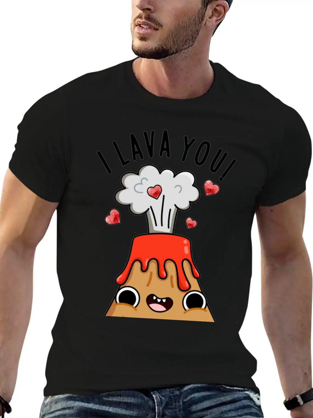 I Lava You Funny Volcano Pun Breathable Soft Cotton T-Shirt – Timeless Casual Look