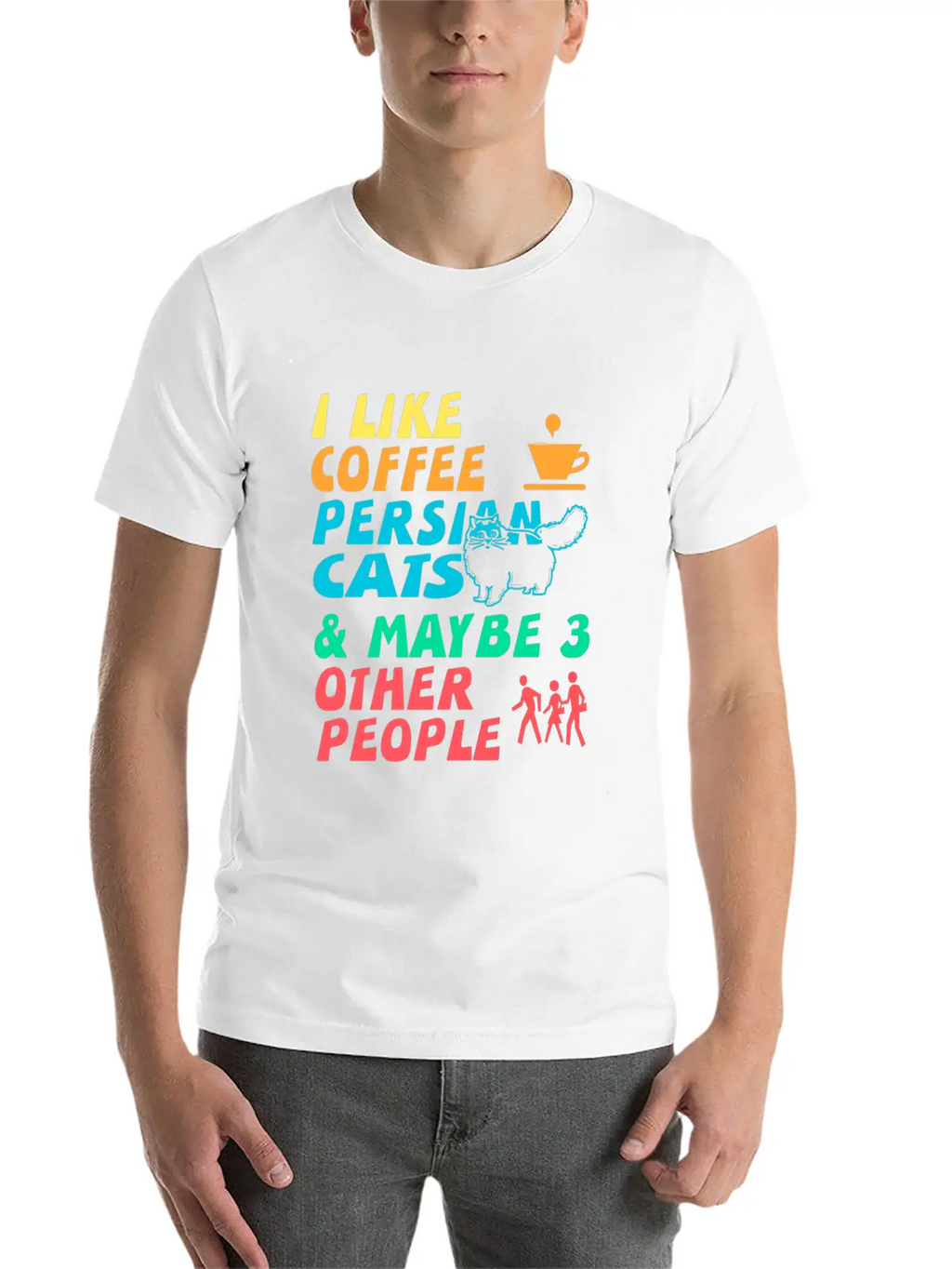 I Like Coffee, Persian Cats And 3 Other People Stylish Everyday T-Shirt – Unisex Basic Cotton Tee