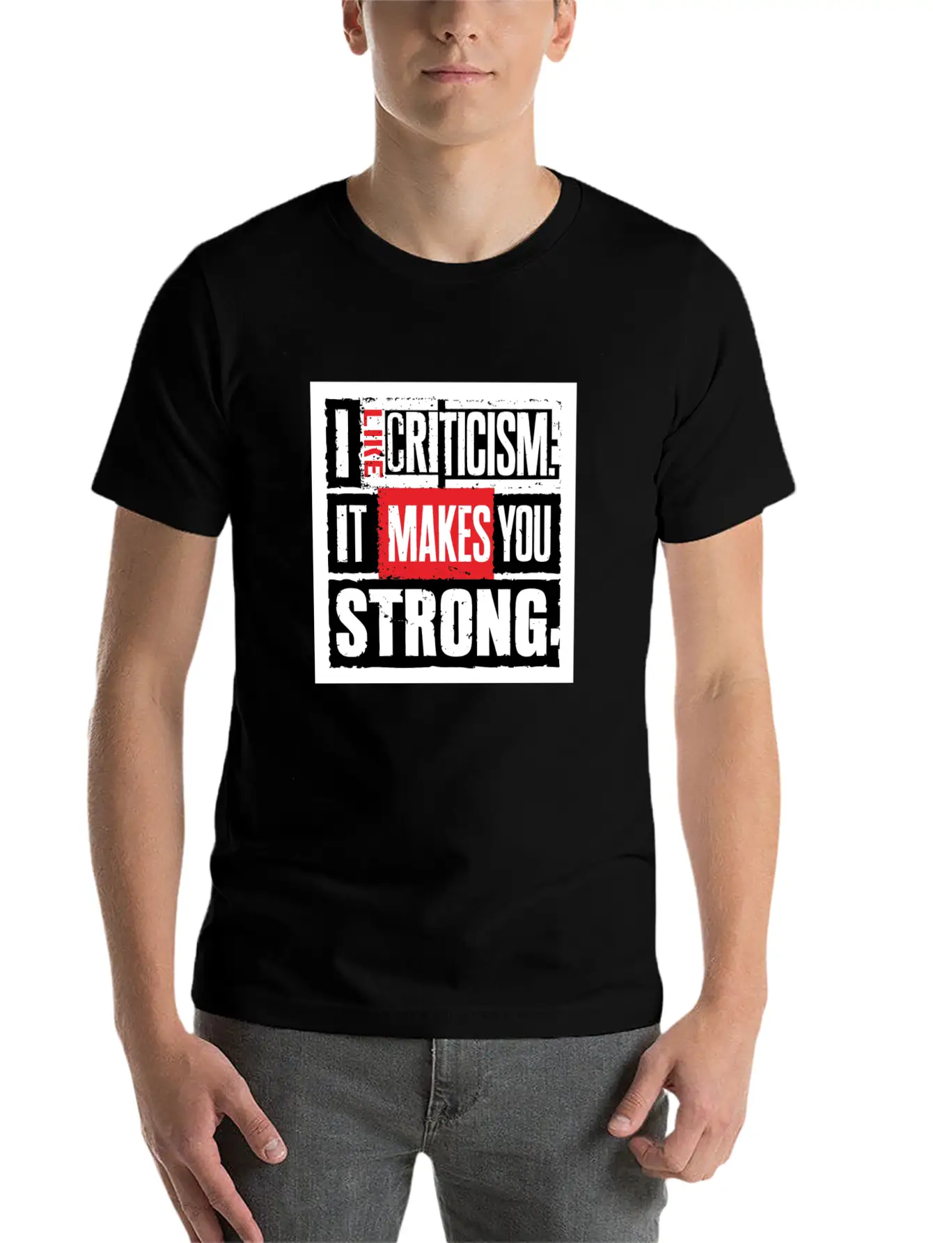 "I Like Criticism" Witty Quote Design Unisex Short Sleeve Soft Cotton T-Shirt – Casual Everyday Wear