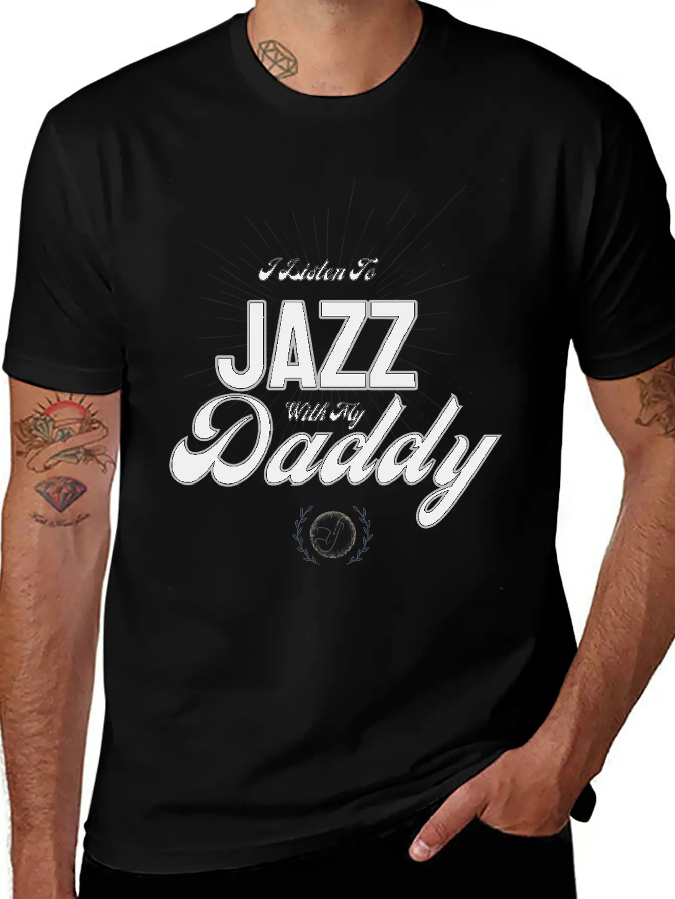 I Listen To Jazz With My Daddy T-Shirt Stylish Everyday T-Shirt – Unisex Basic Cotton Tee